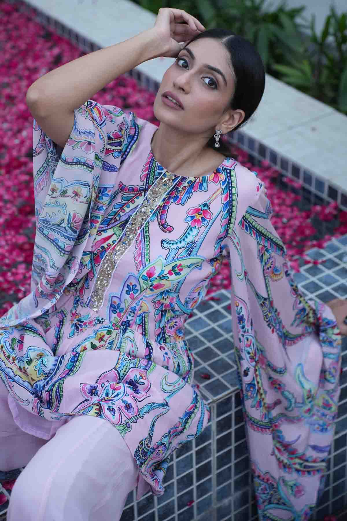 Dramatic Sleeves Printed Peplum Kurta