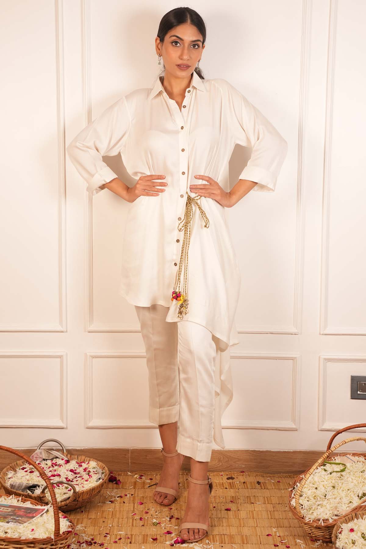 Draped Malai Satin Co-ord Set