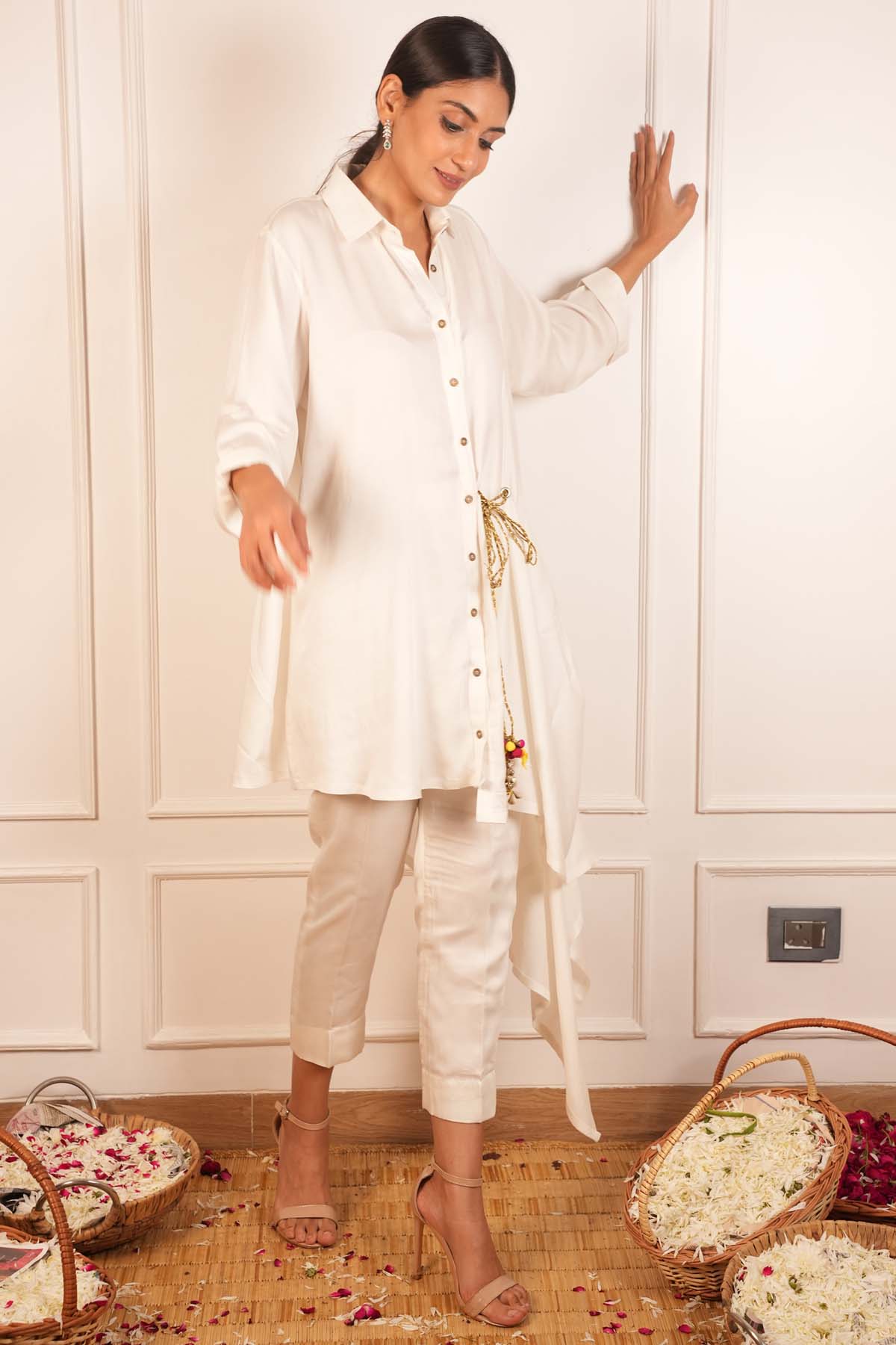 Draped Malai Satin Co-ord Set