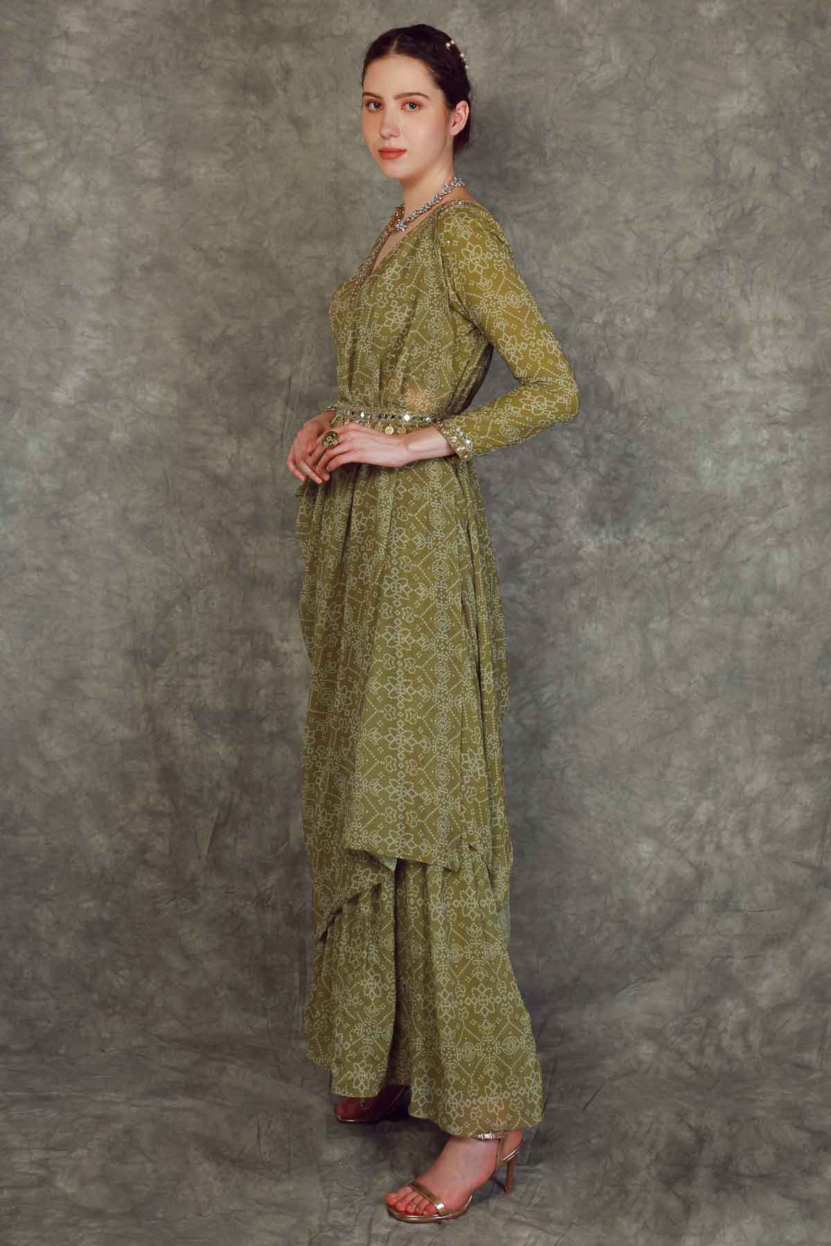 Draped Printed Sharara Set