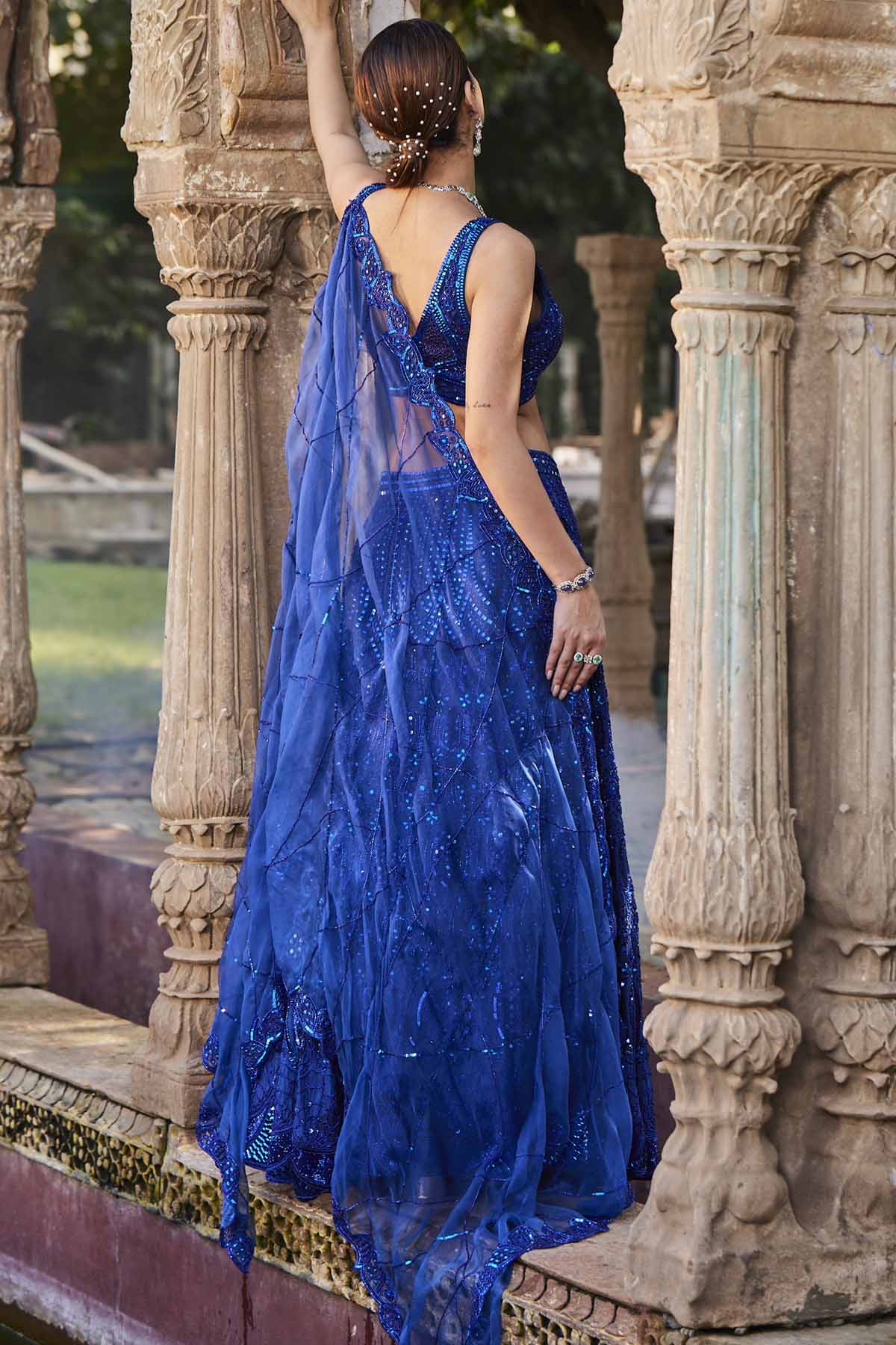 Embroidered Blue Lehenga Set