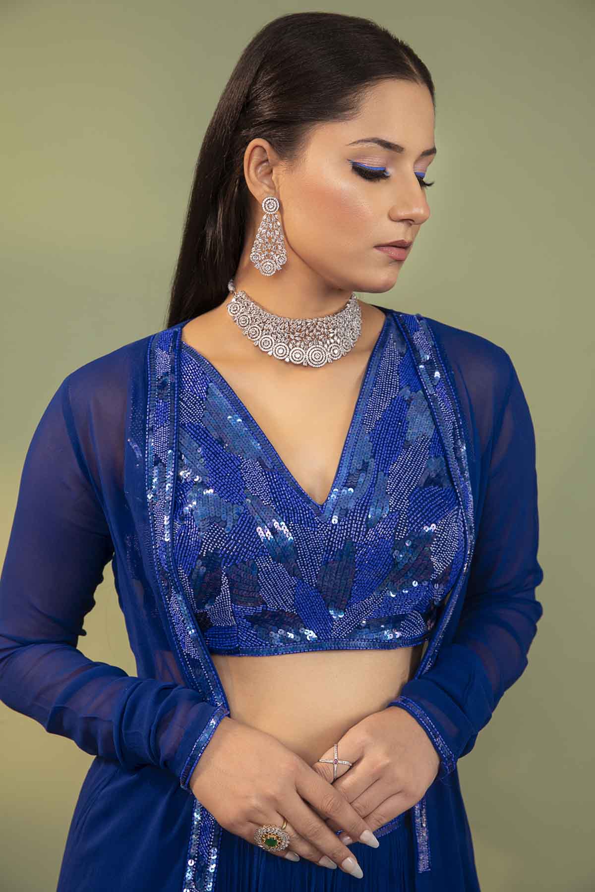 Embroidered Cape & Lehenga Set