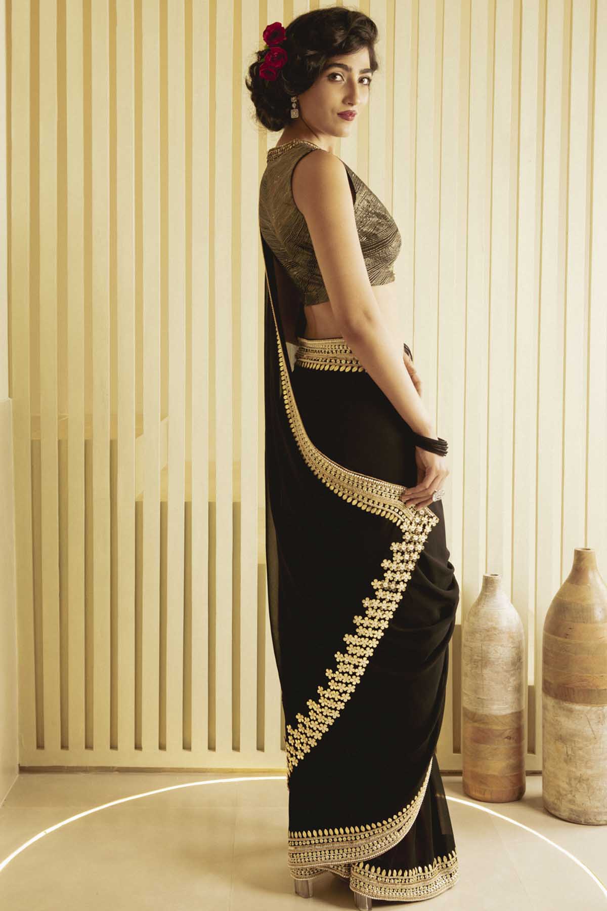 Embroidered Georgette Saree Set