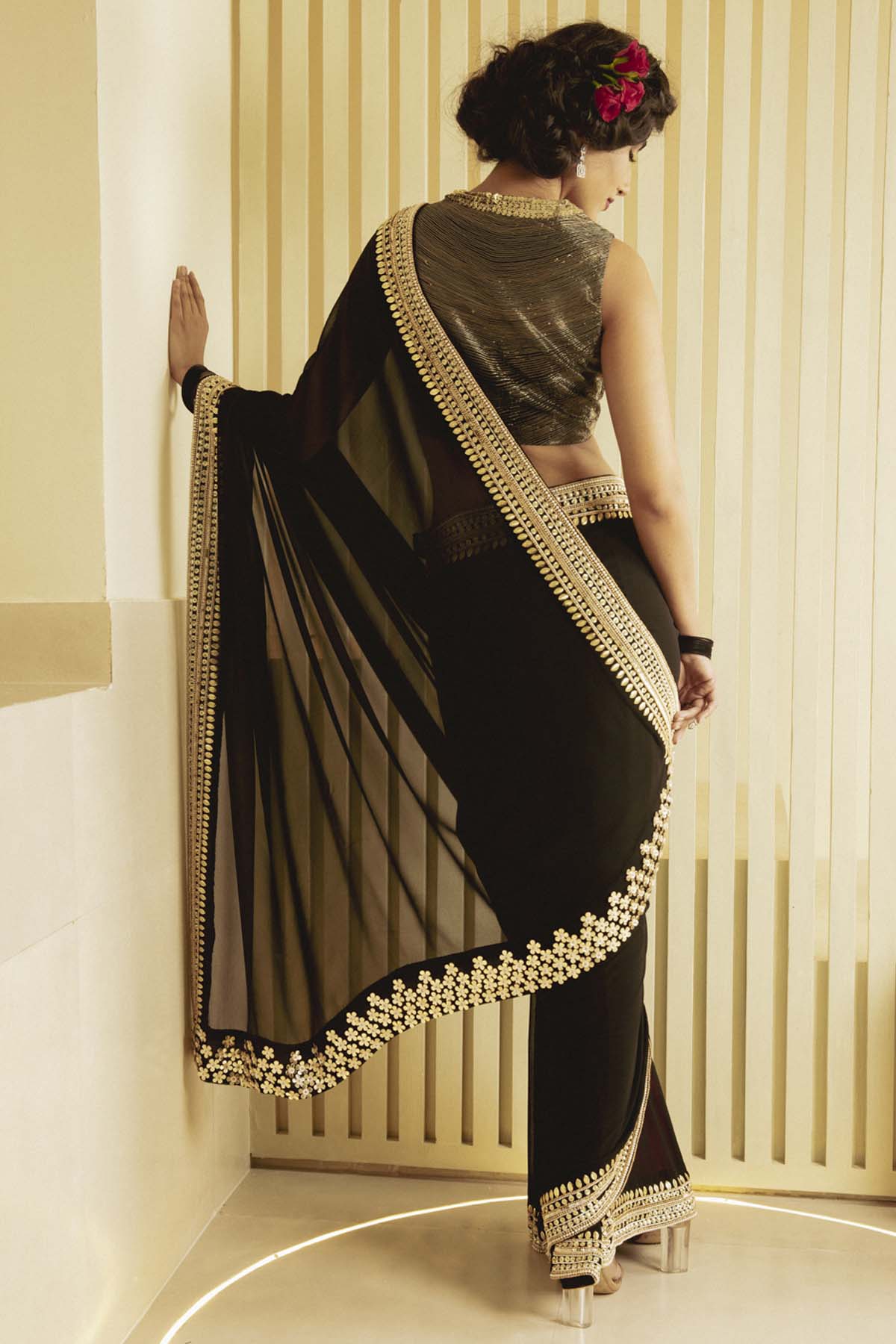 Embroidered Georgette Saree Set