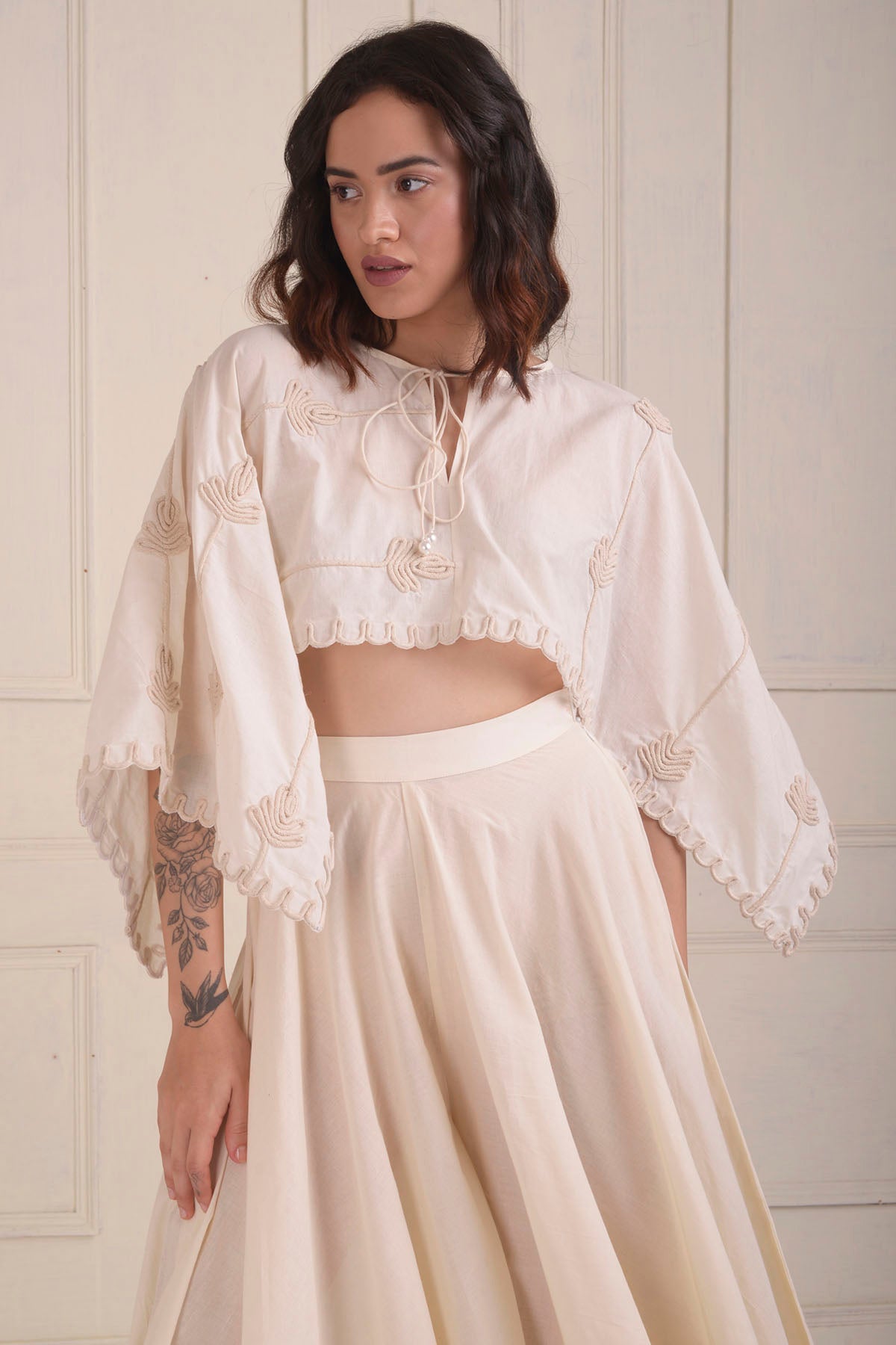 Embroidered Kaftan Top & Sharara Set