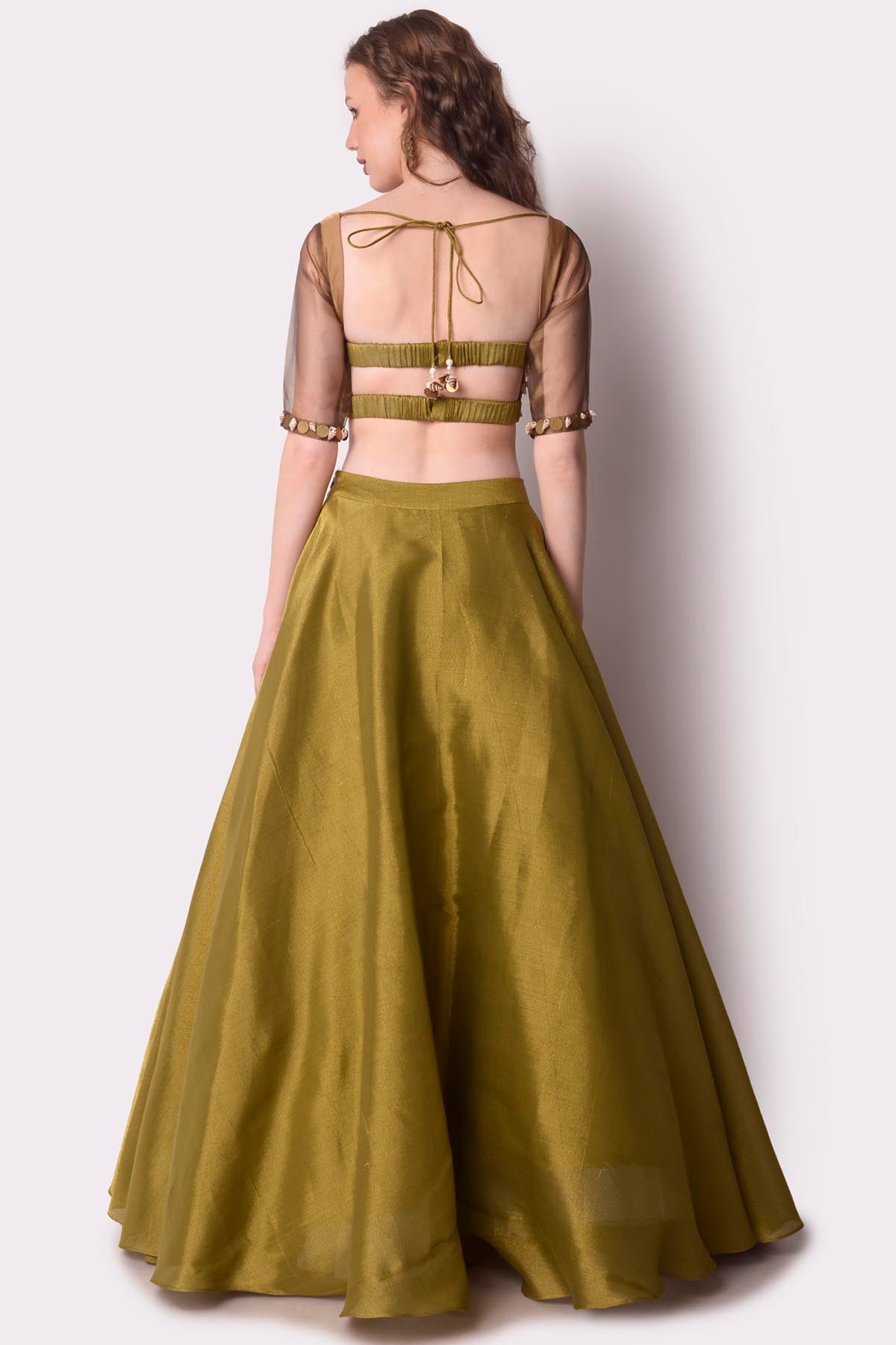 Embroidered Tissue Lehenga Set