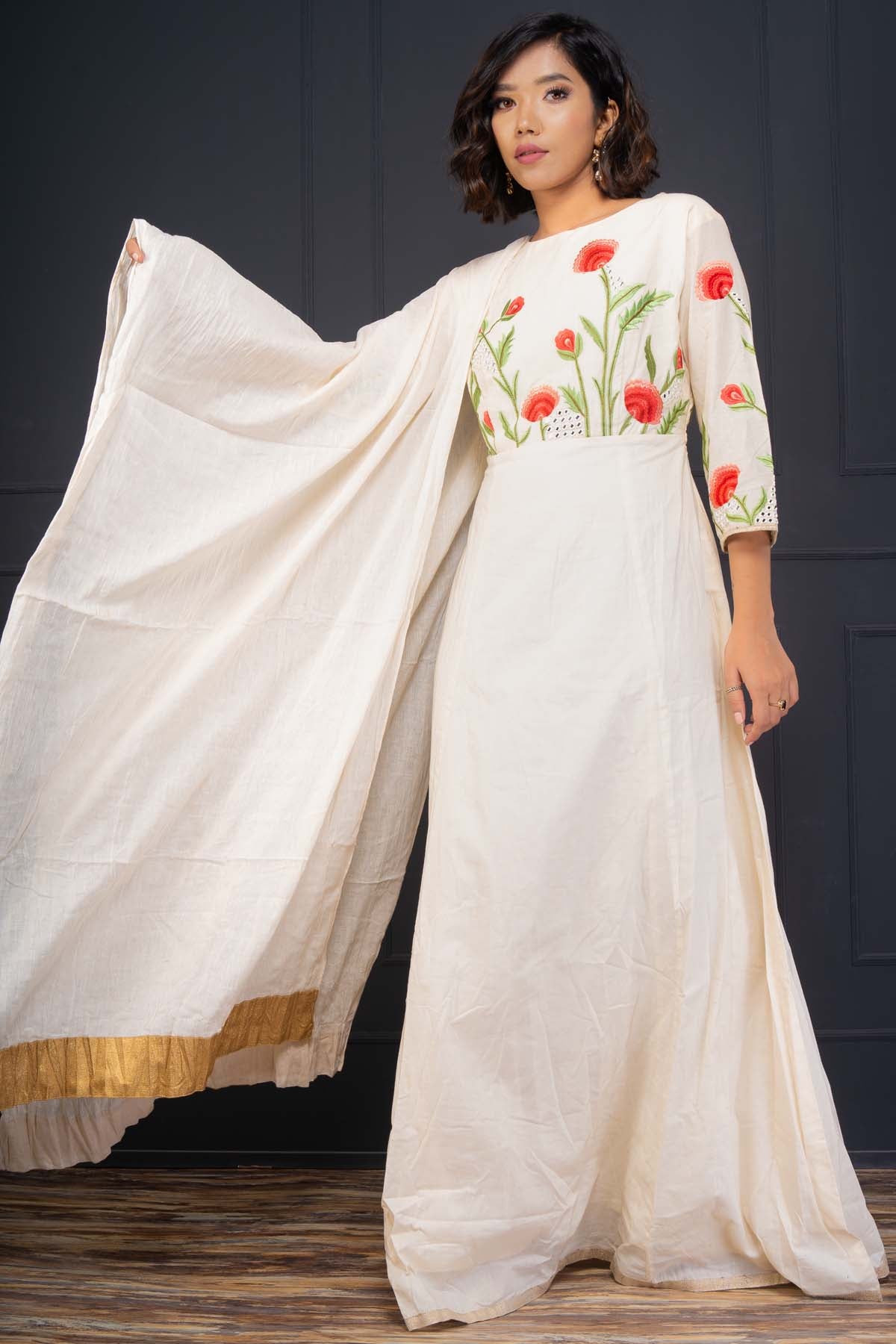 Embroidered Chanderi Kurta Set