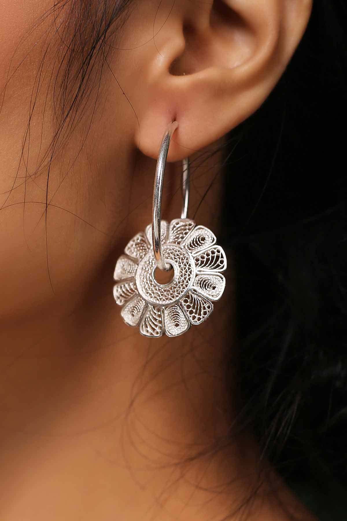 Buy Filigree Flower Hoops Online