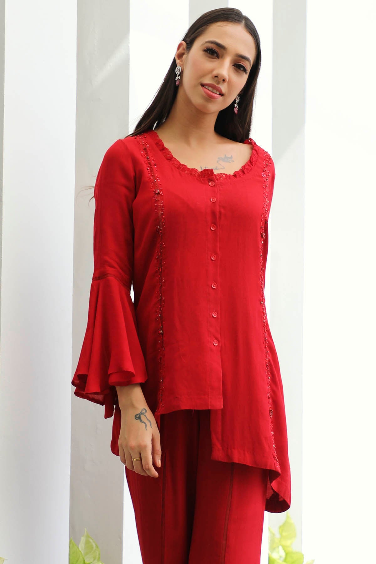 Flared Sleeve Georgette Pant Suit