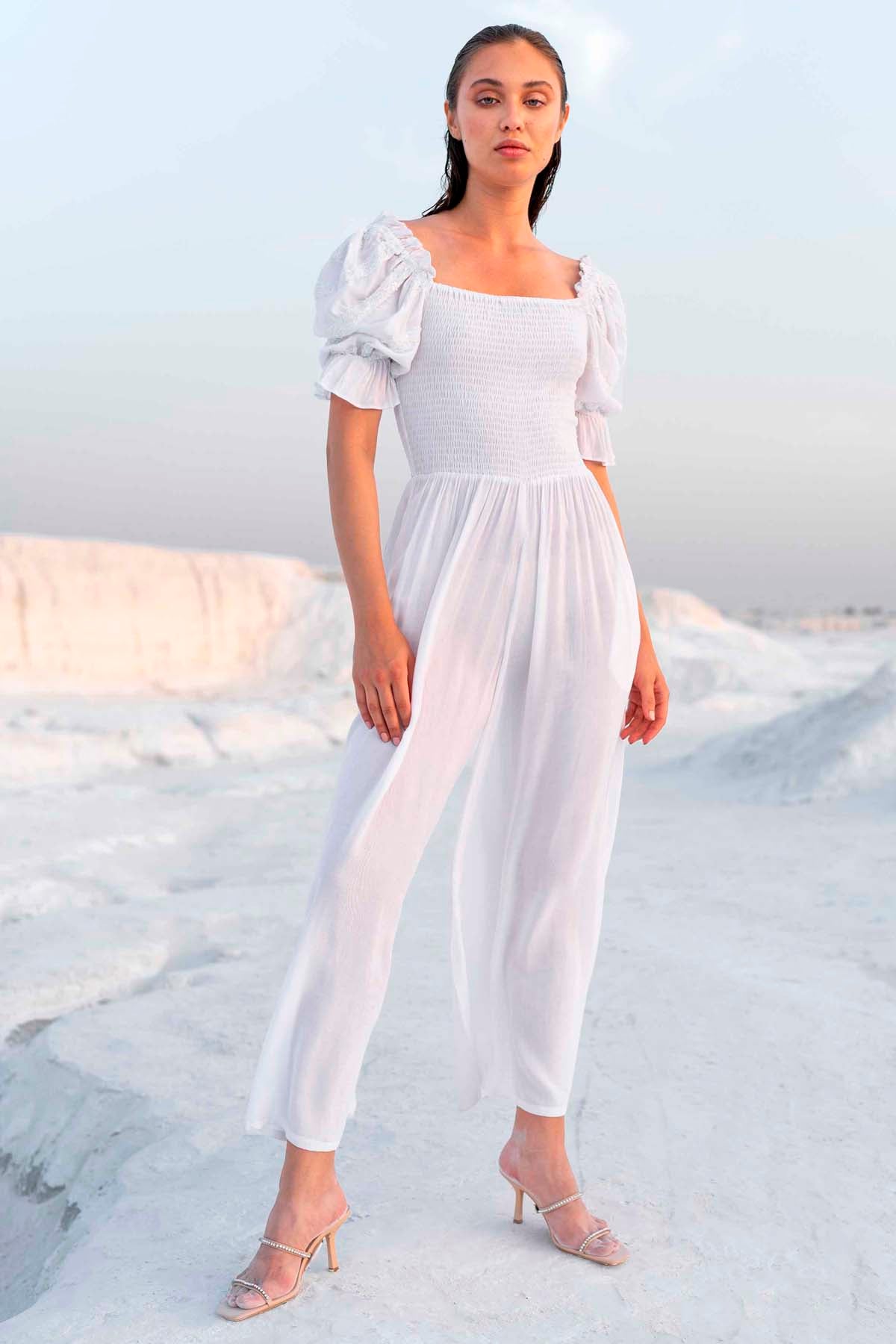 Buy Flared Victorian Sleeve Jumpsuit By Beachbum Online