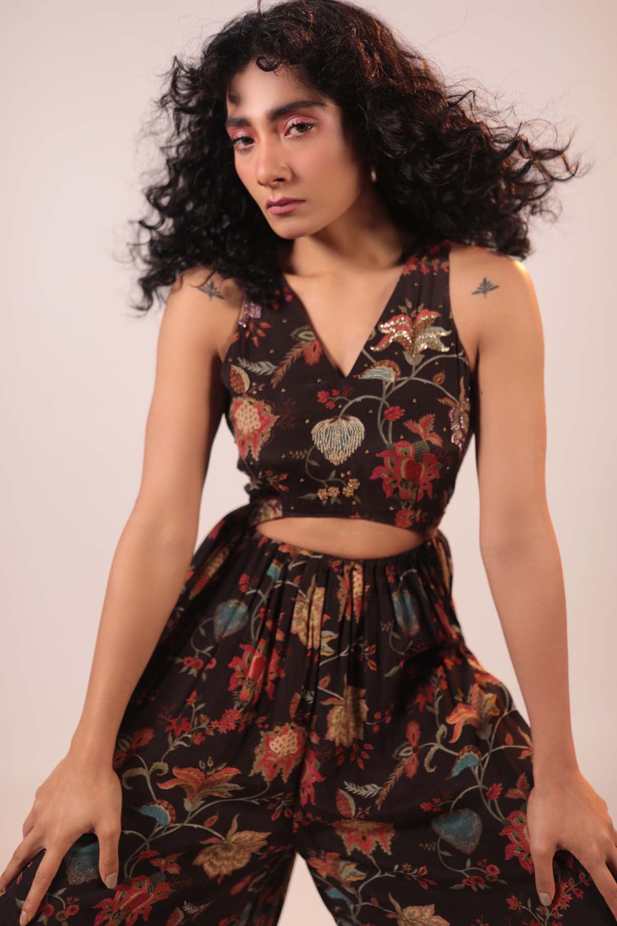 Floral Cutout Embroidered Jumpsuit