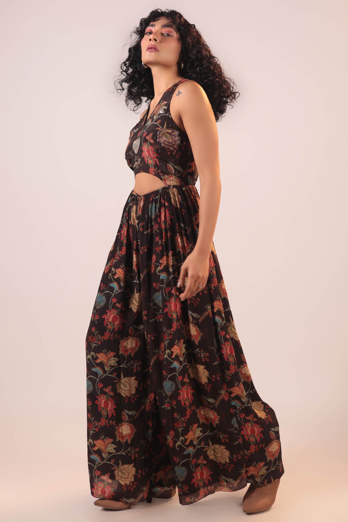 Floral Cutout Embroidered Jumpsuit