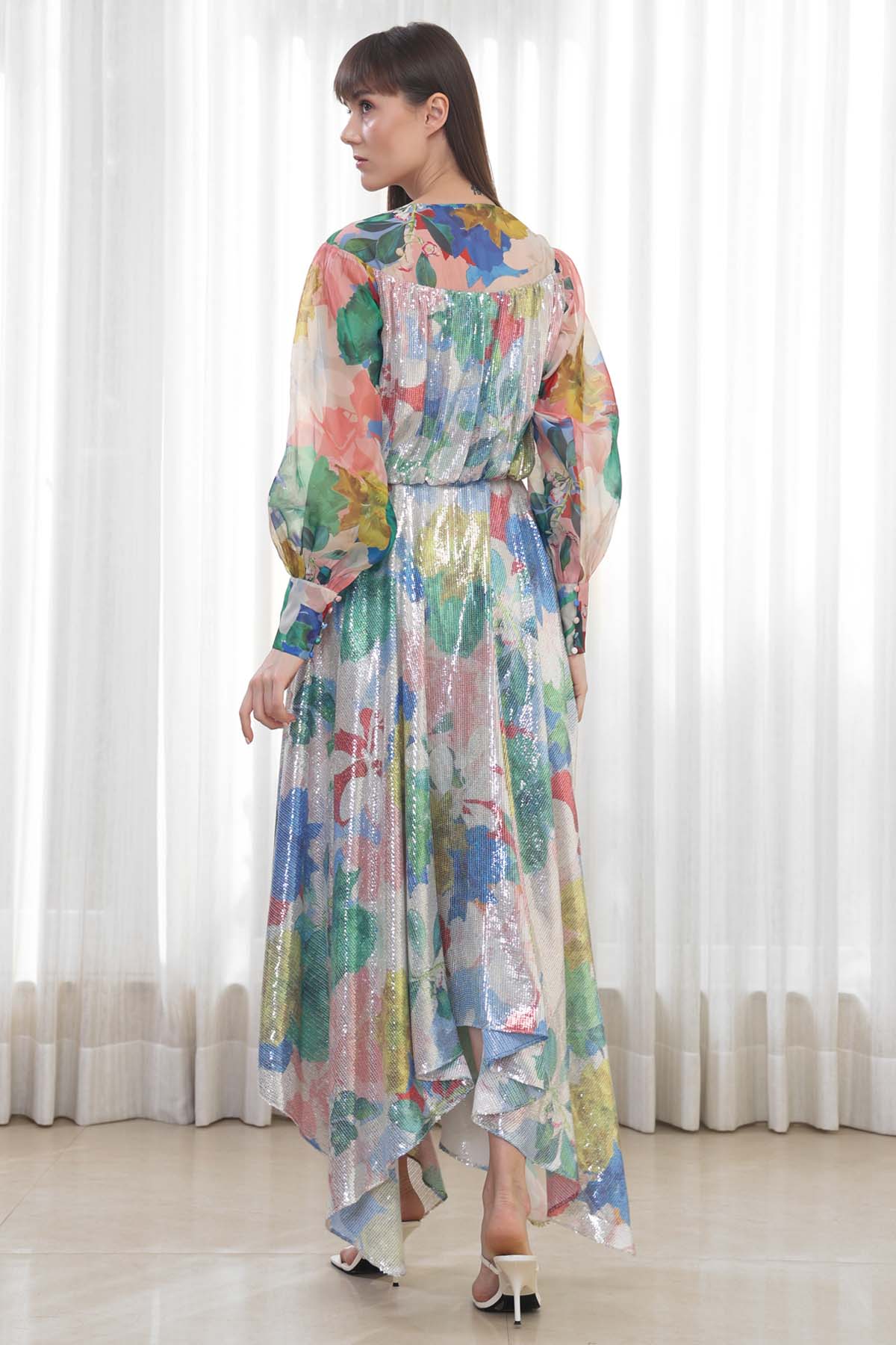 Floral Printed Organza Dress