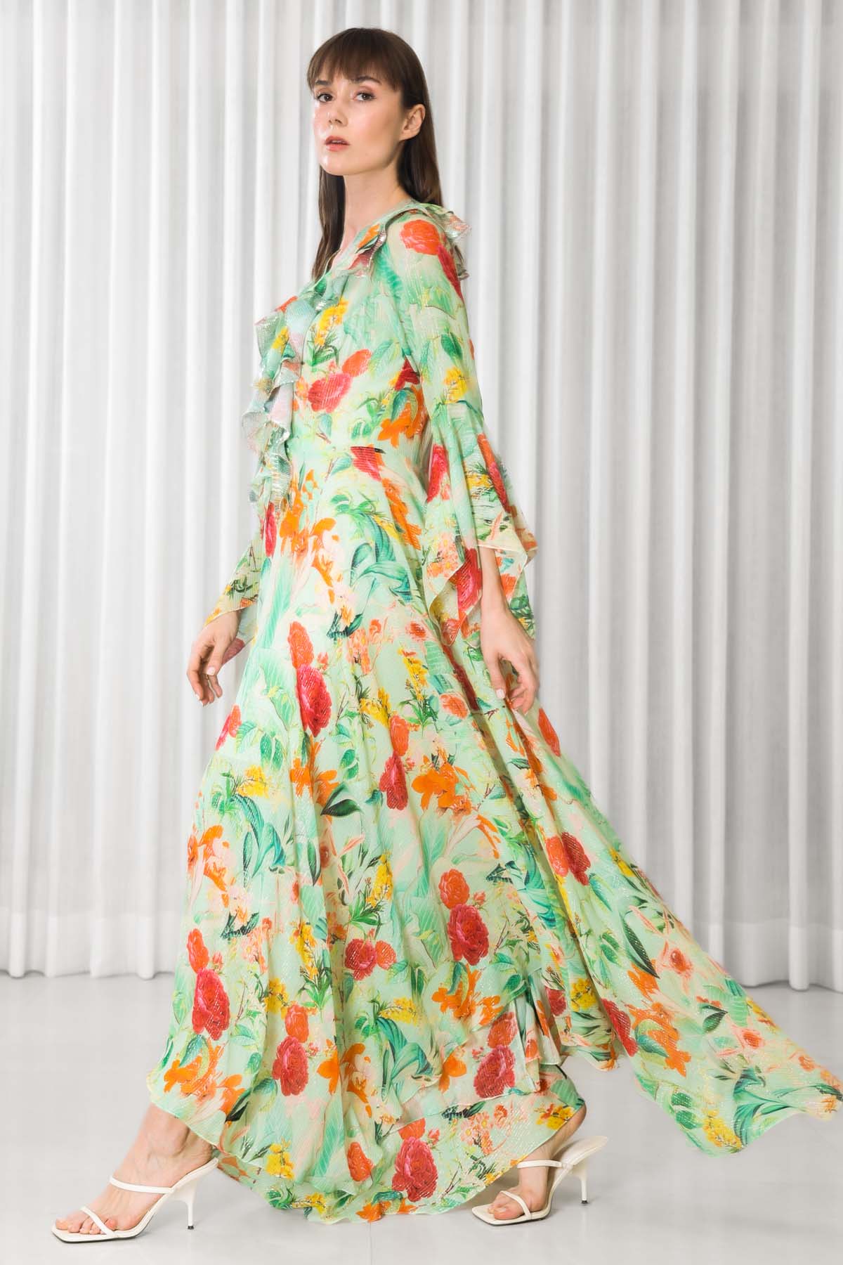 Floral Printed Ruffled Dress