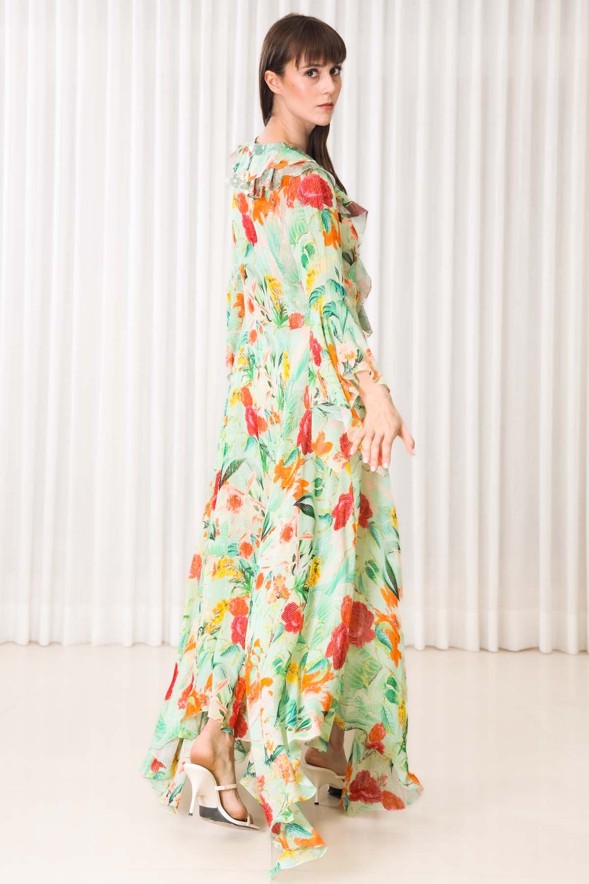 Floral Printed Ruffled Dress