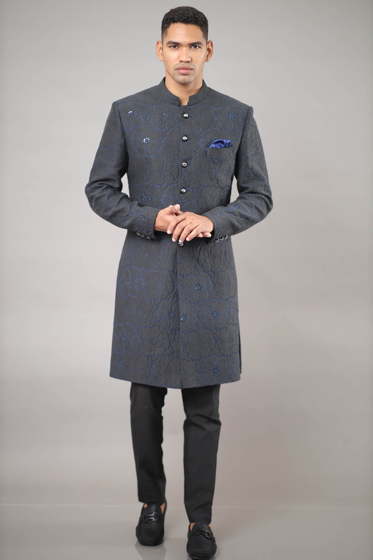 Floral Textured Sherwani Set