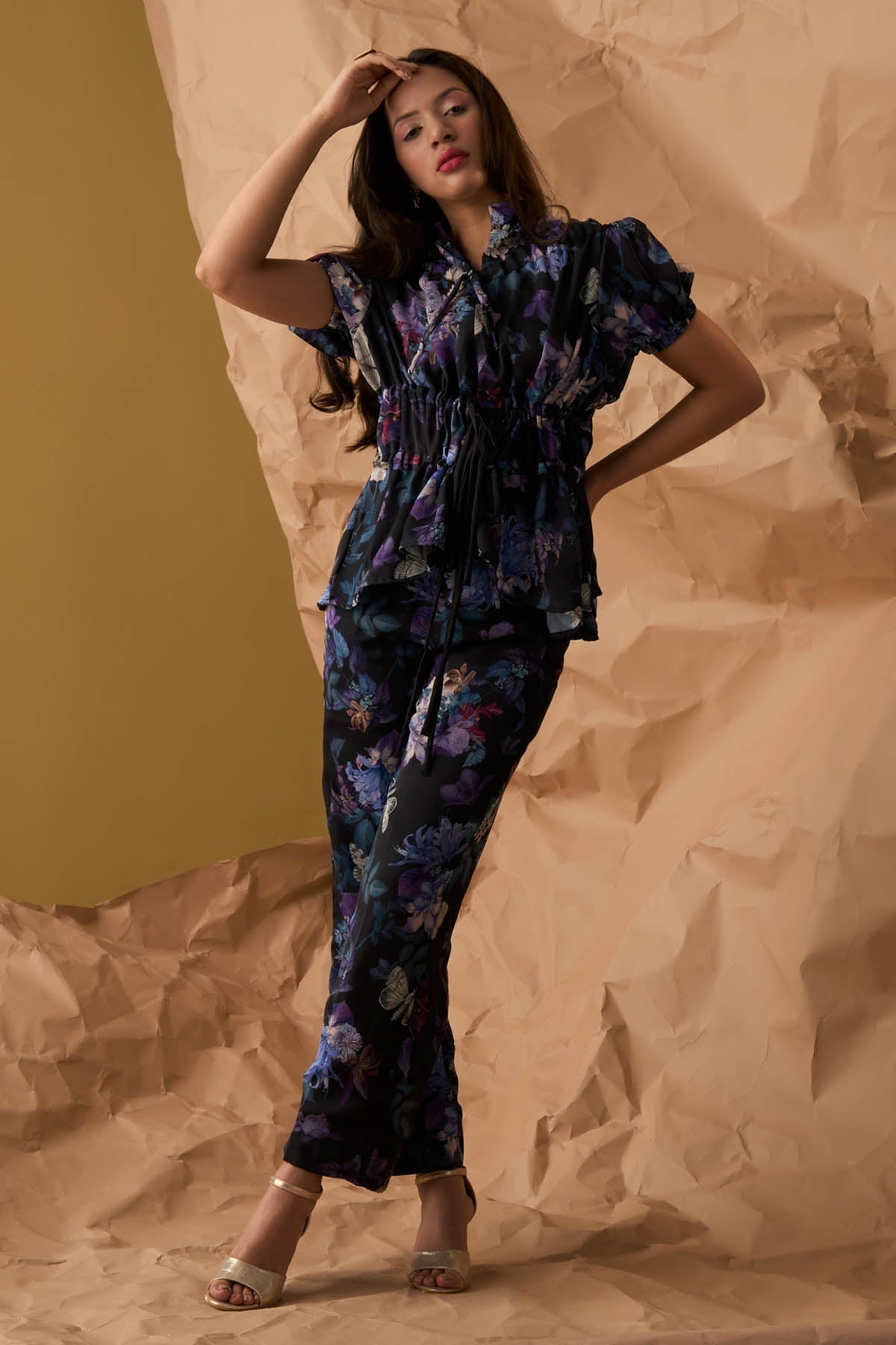 Buy Enness Studio Floral Printed Gathered Top For Women Available