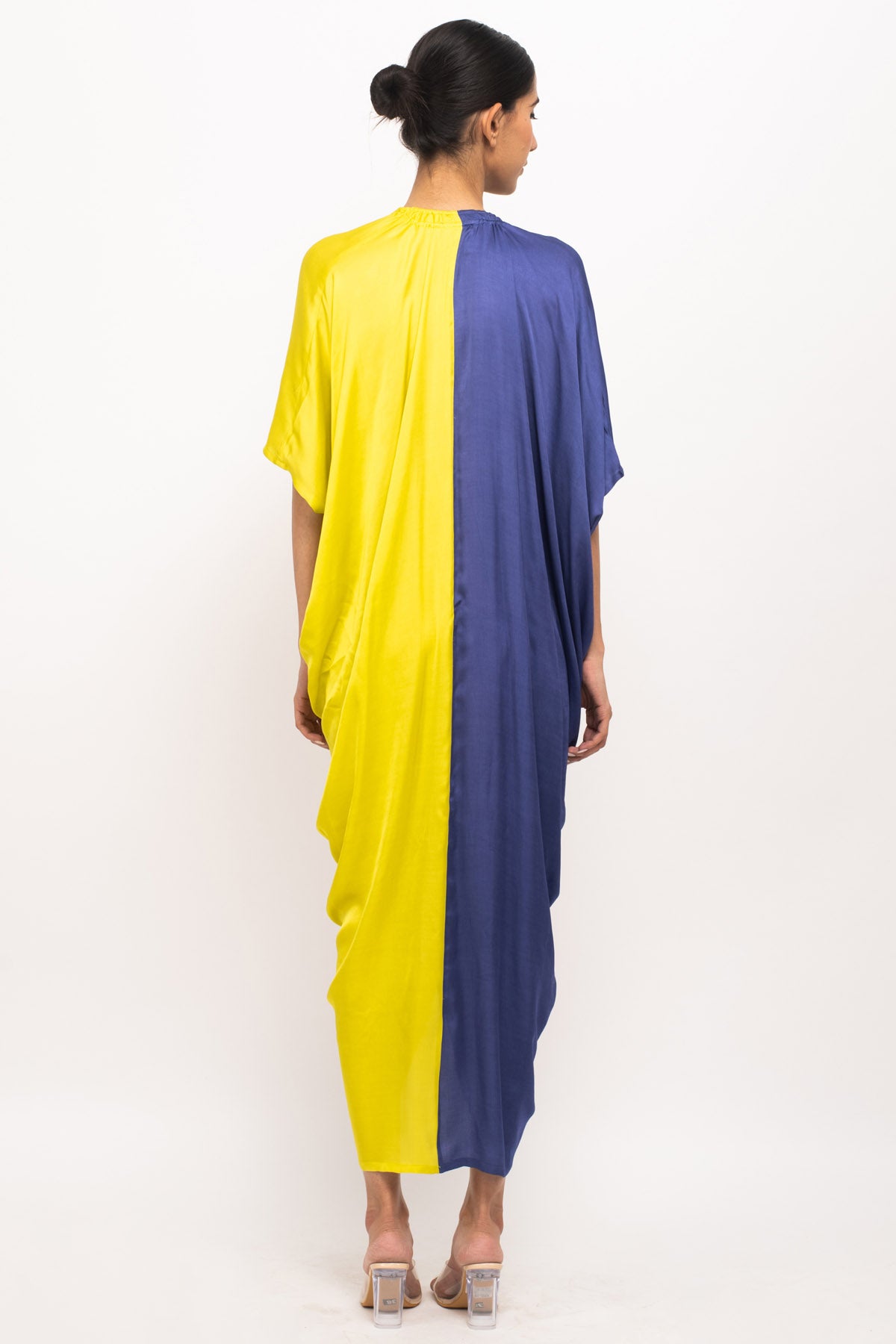 Front Ruched Color Blocked Dress