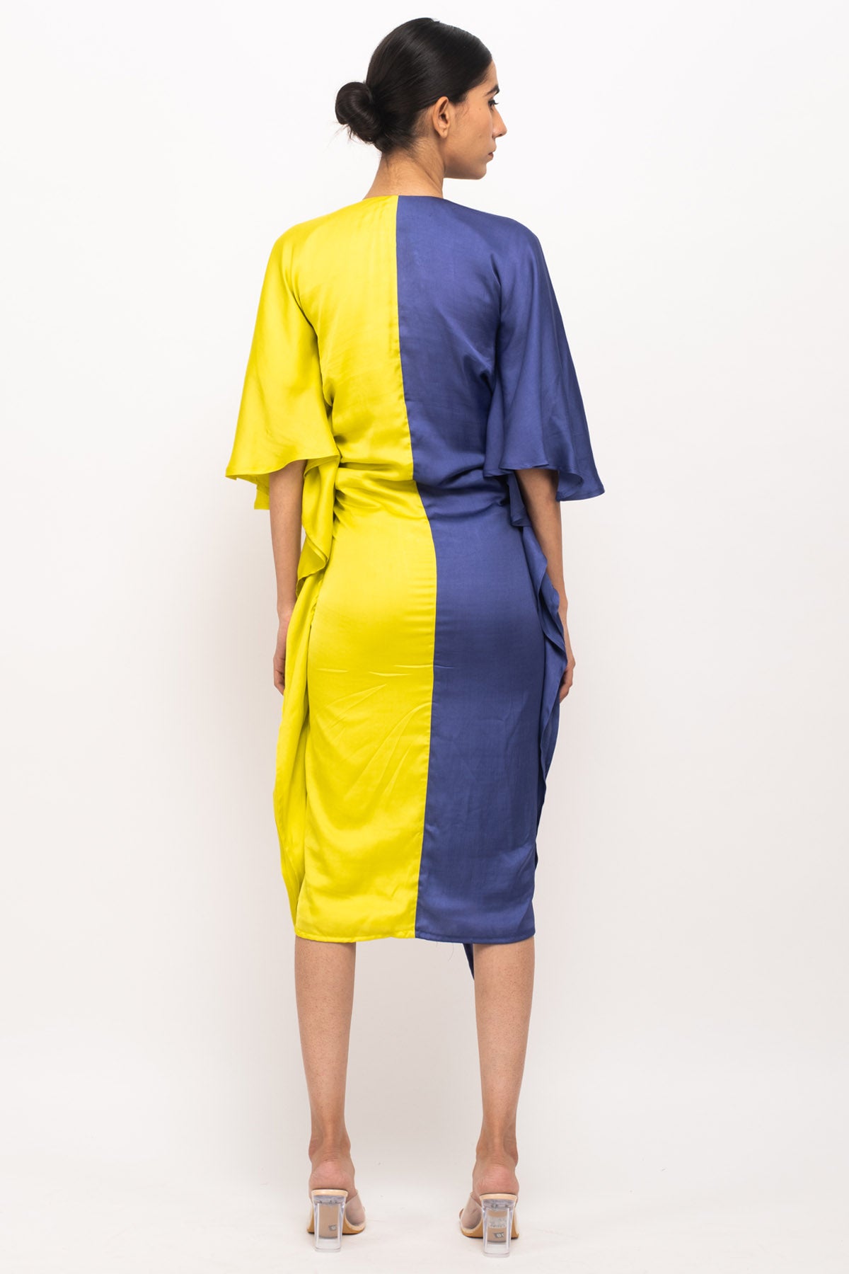 Front Ruched Color Blocked Kaftan