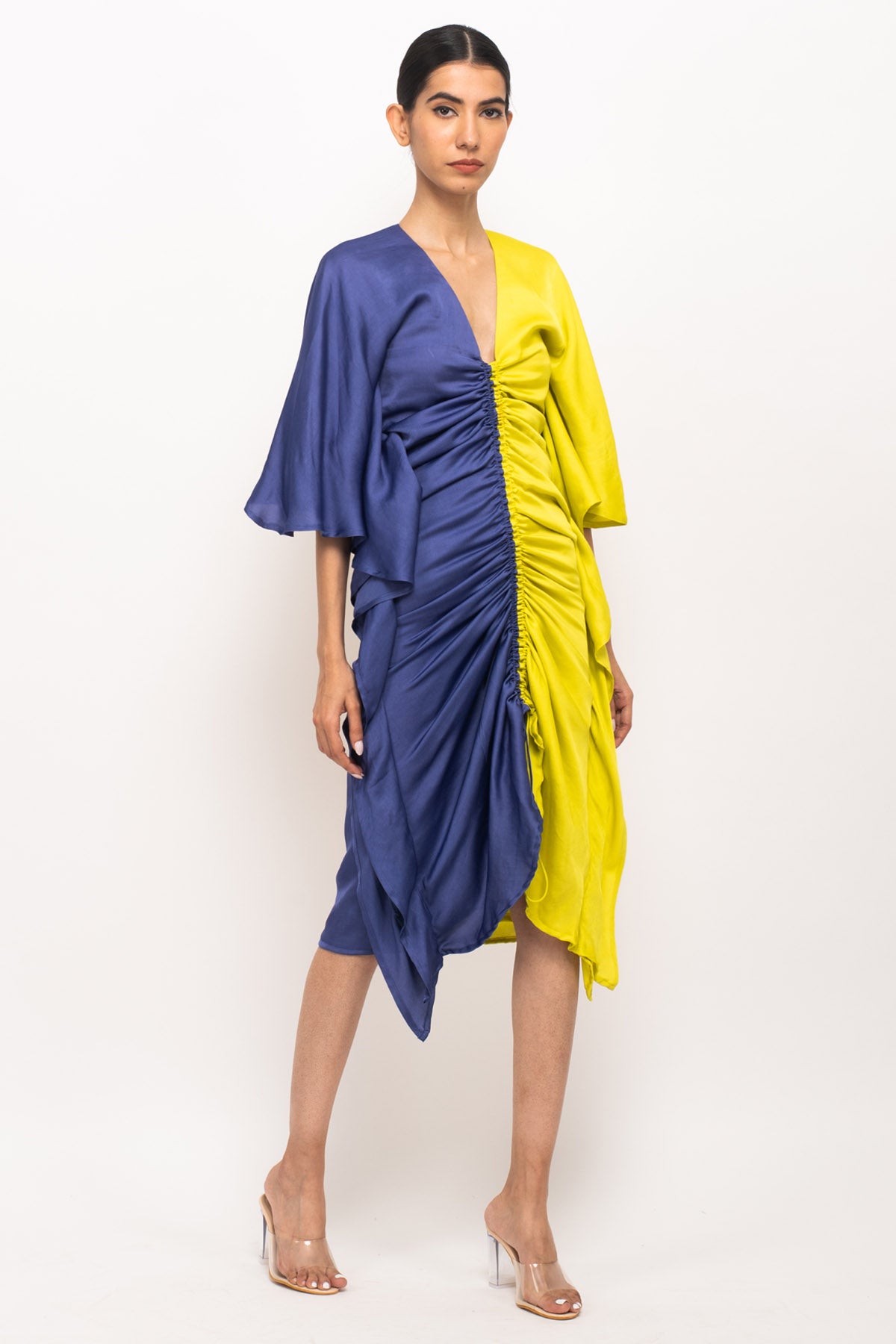 Front Ruched Color Blocked Kaftan