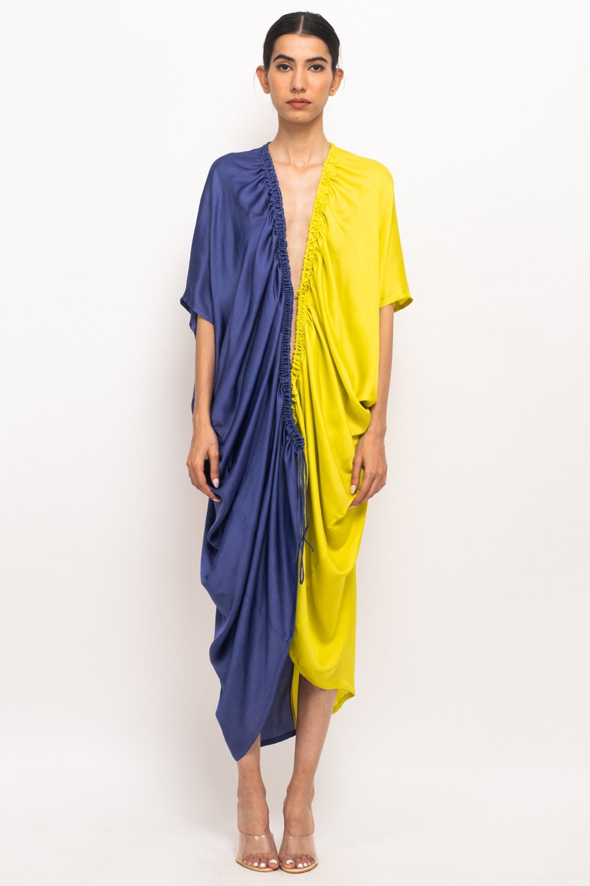 Buy Neora by Nehal ChopraFront Ruched Color Blocked Dress for Women Online