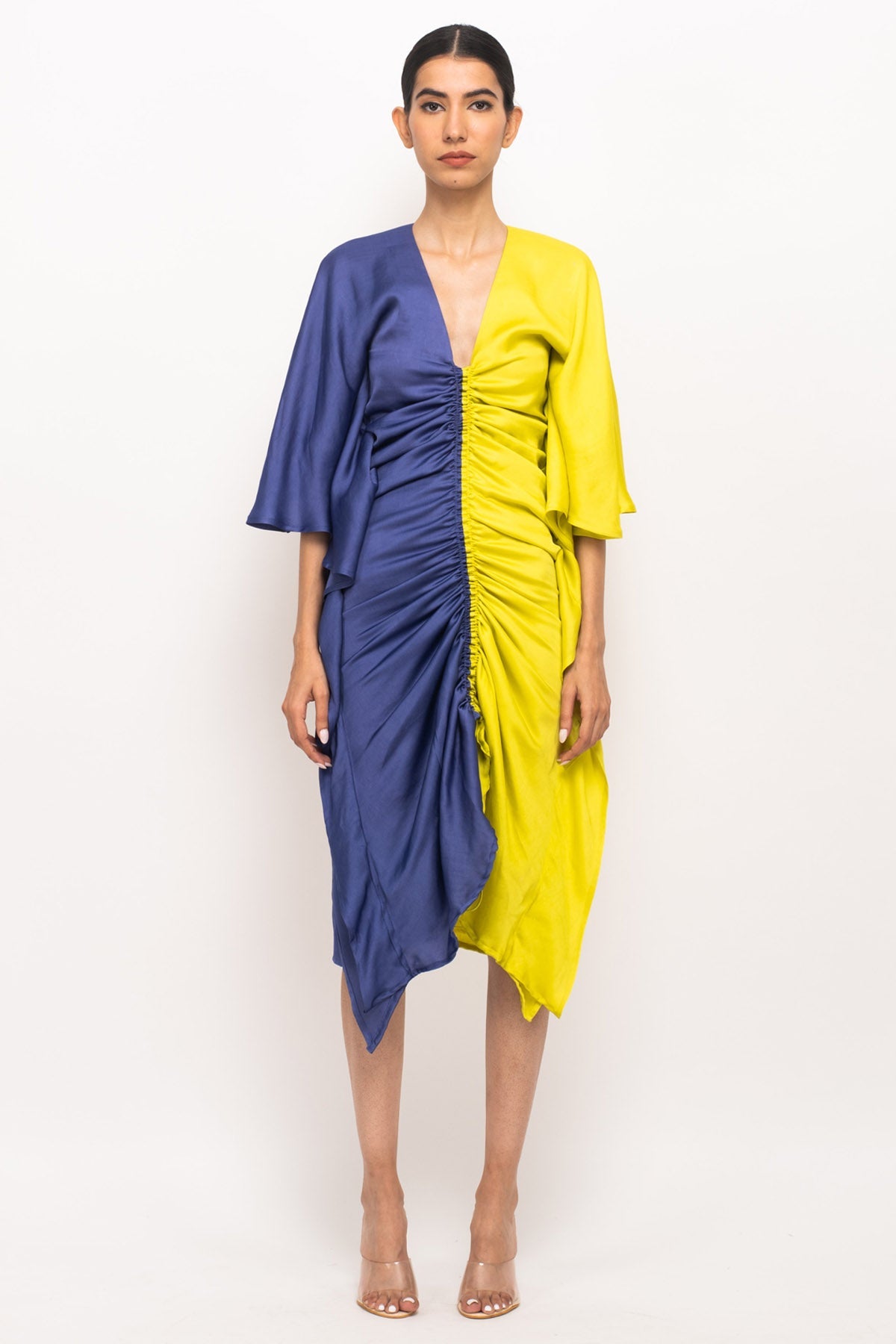 Buy Neora by Nehal ChopraFront Ruched Color Blocked Kaftan for Women Online