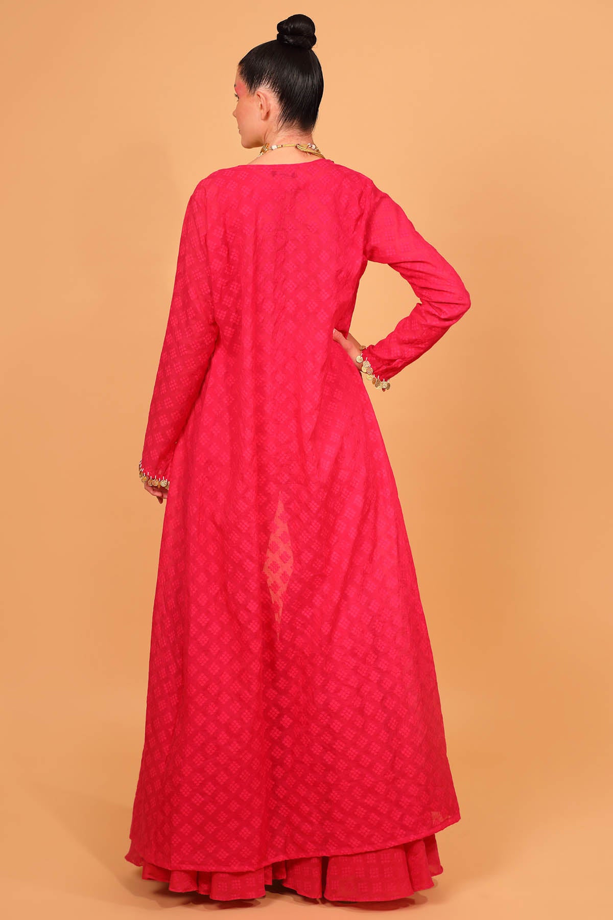 Fuchsia Chanderi Embroidered Sharara Set