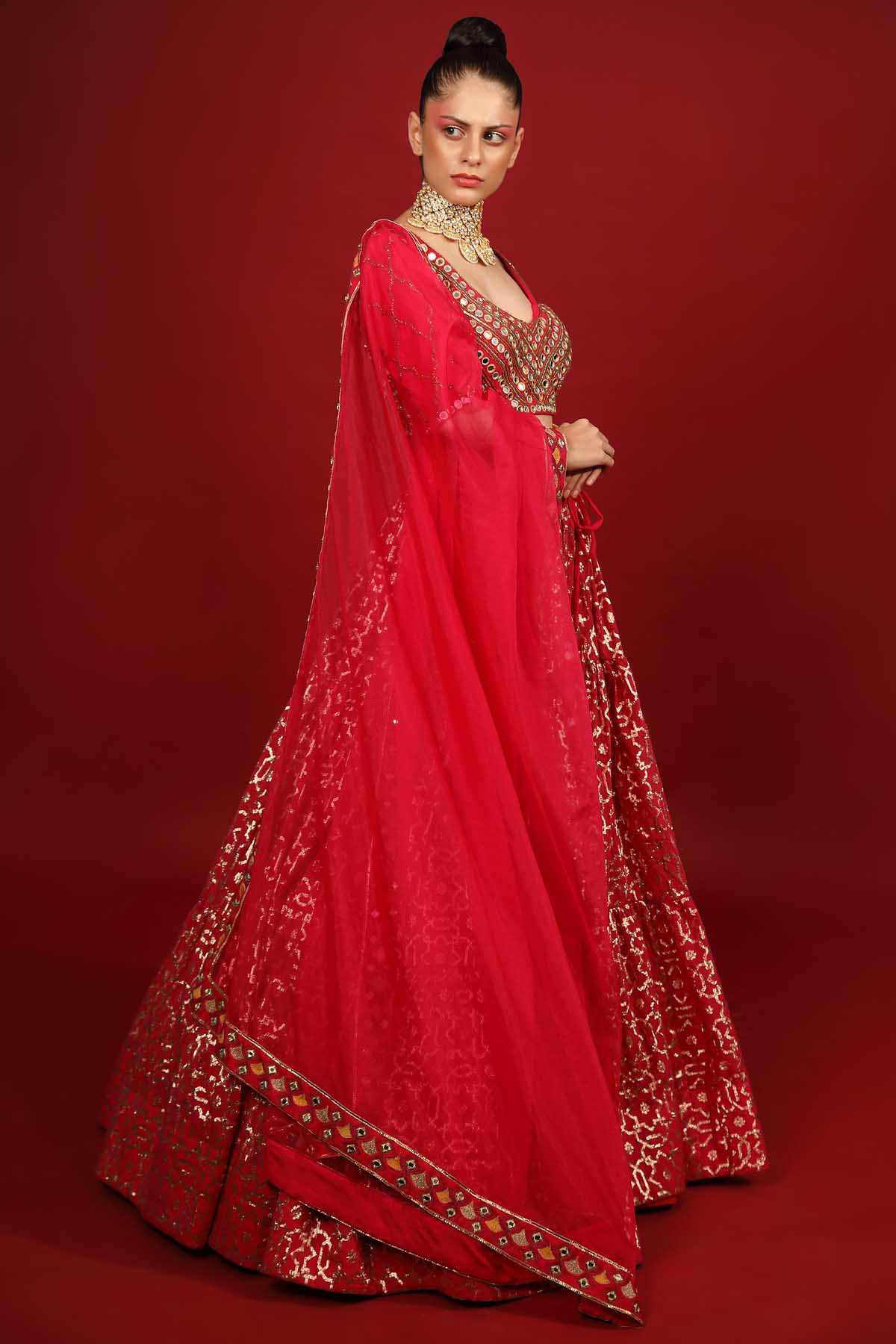 Fuchsia Embroidered Lehenga Set