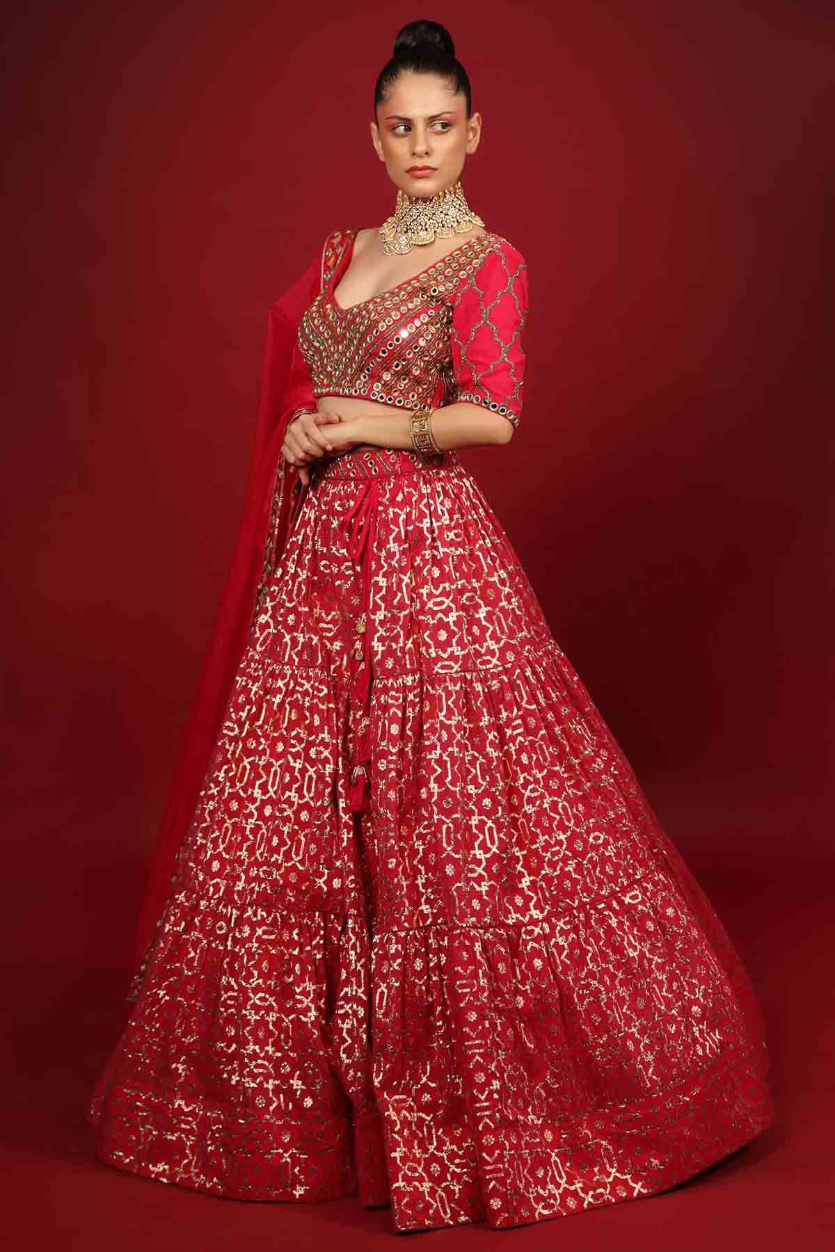 Fuchsia Embroidered Lehenga Set