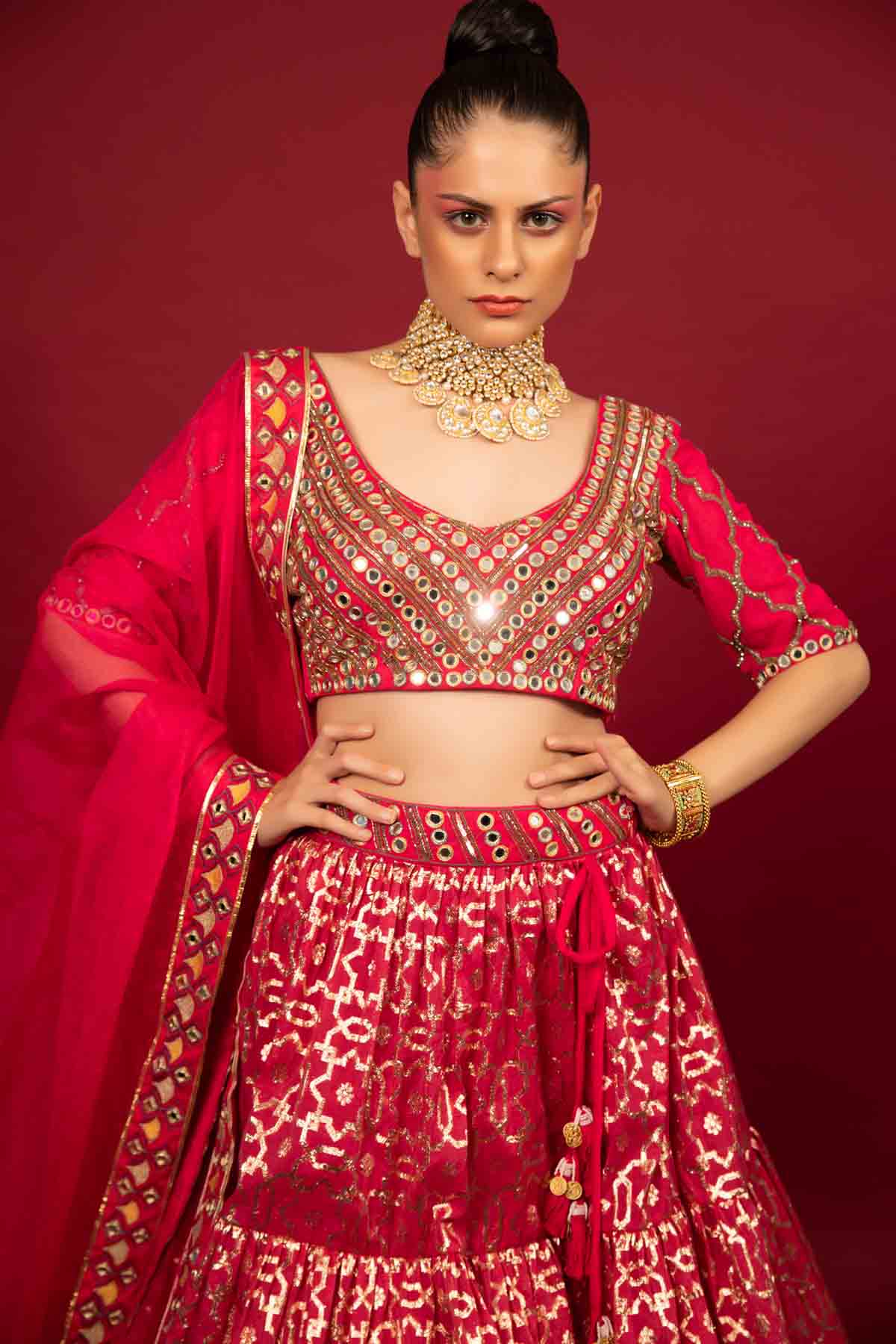 Fuchsia Embroidered Lehenga Set