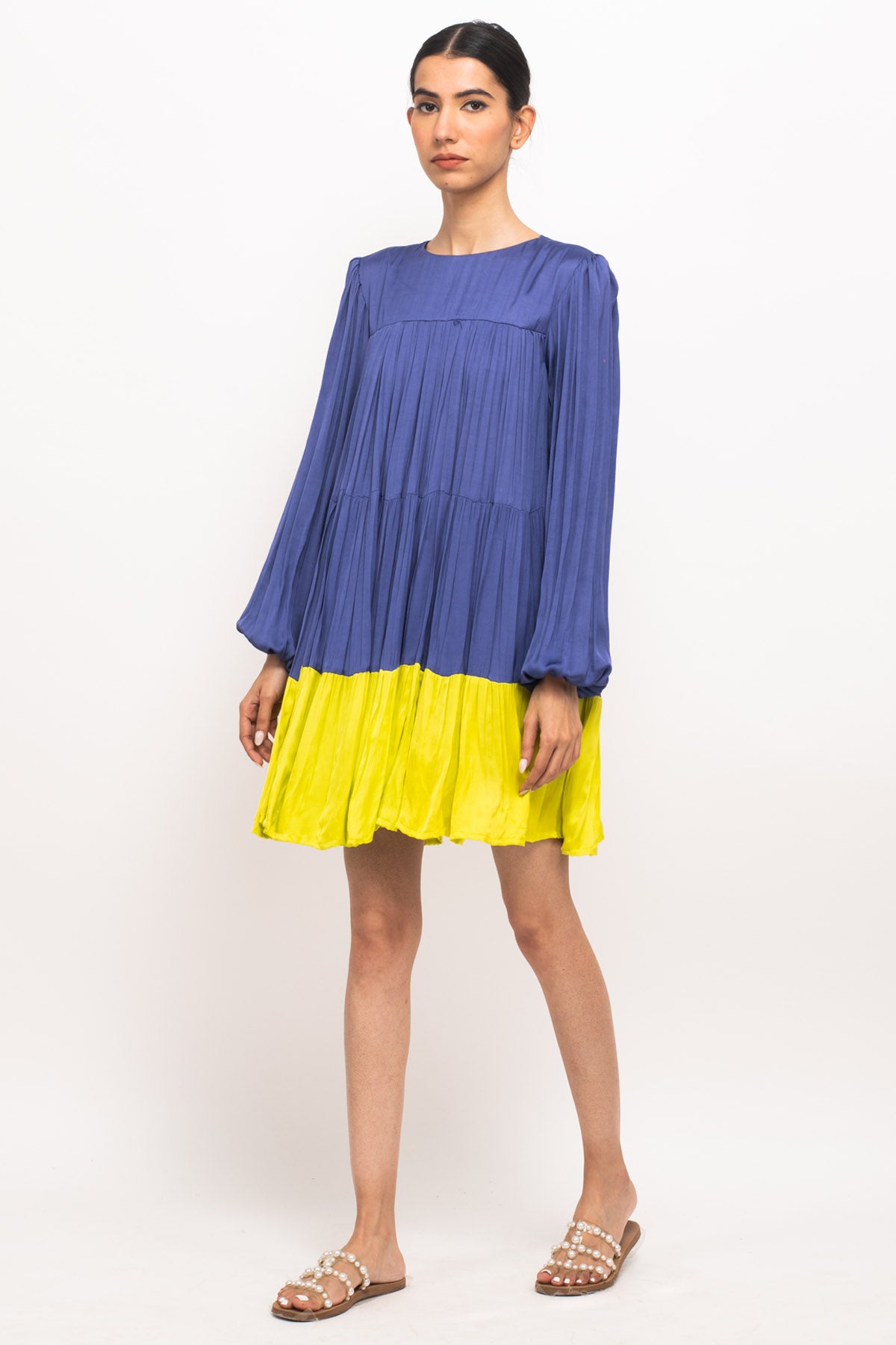 Full Sleeve Gathered Short Dress