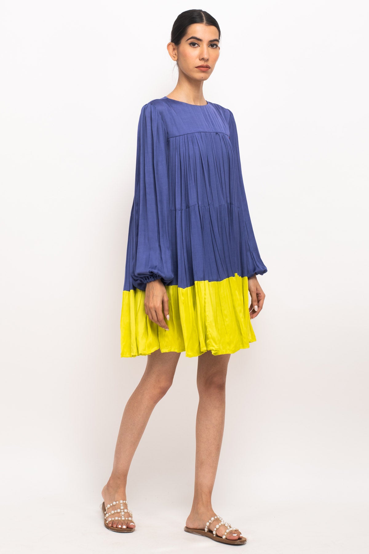 Full Sleeve Gathered Short Dress