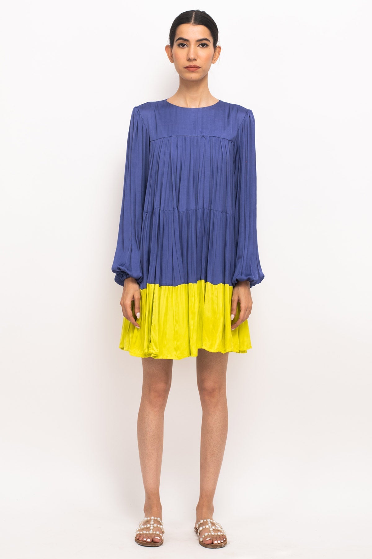 Buy Neora by Nehal ChopraFull Sleeve Gathered Short Dress for Women Online