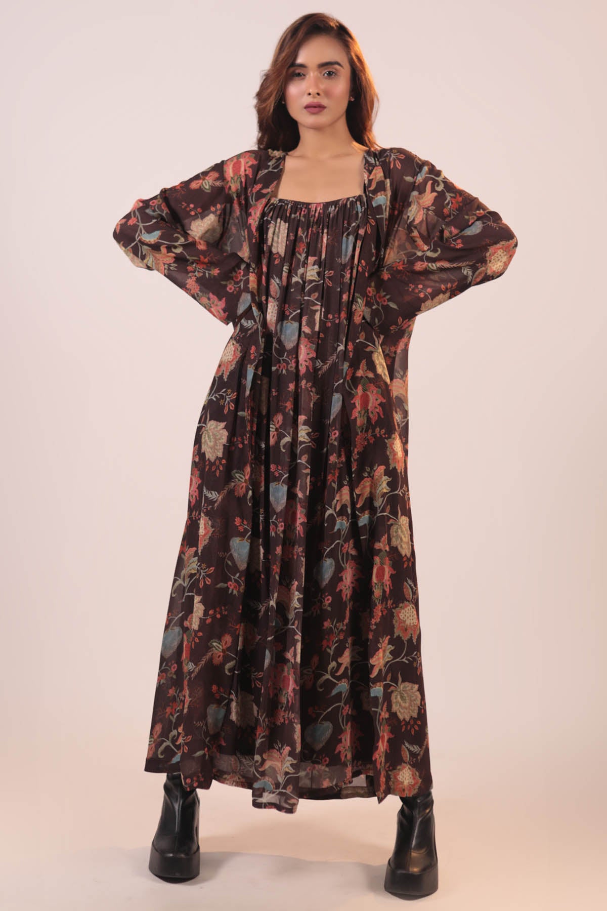 Gathered Dress & Jacket Set