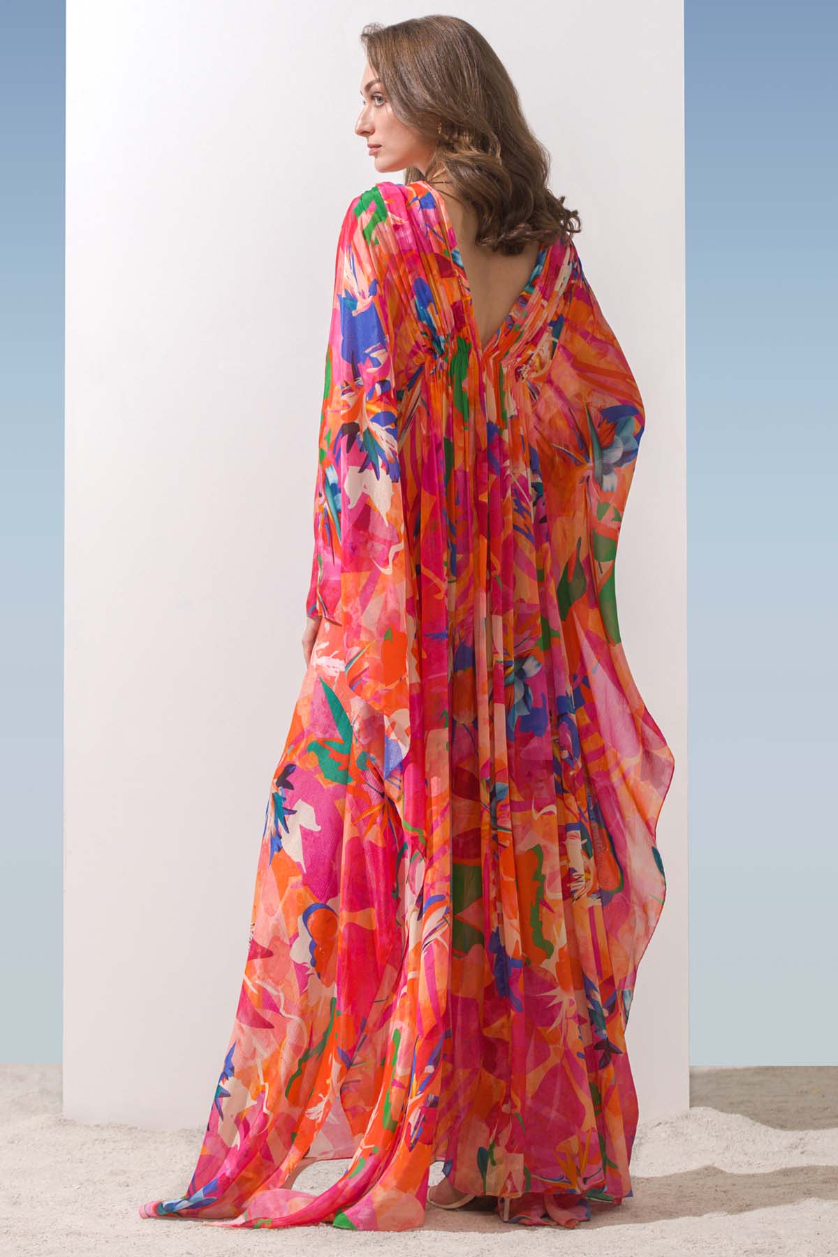 Gathered Waist Printed Kaftan