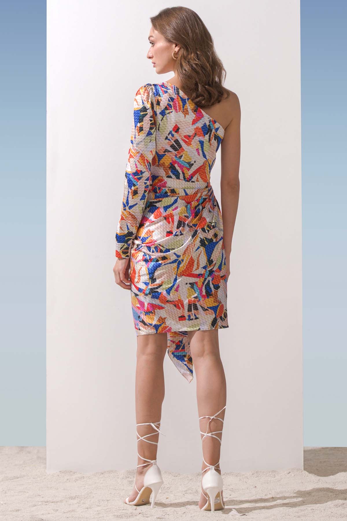 Geometric One Shoulder Dress