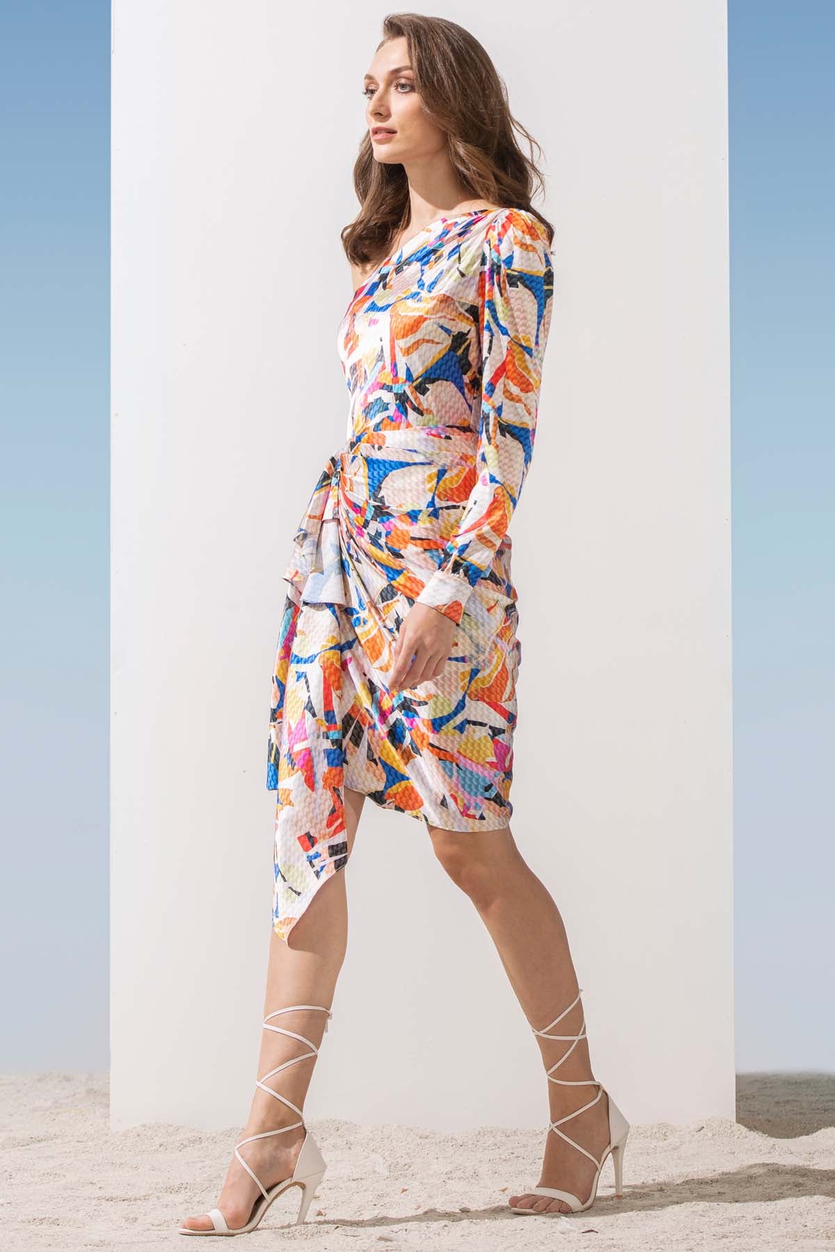 Geometric One Shoulder Dress