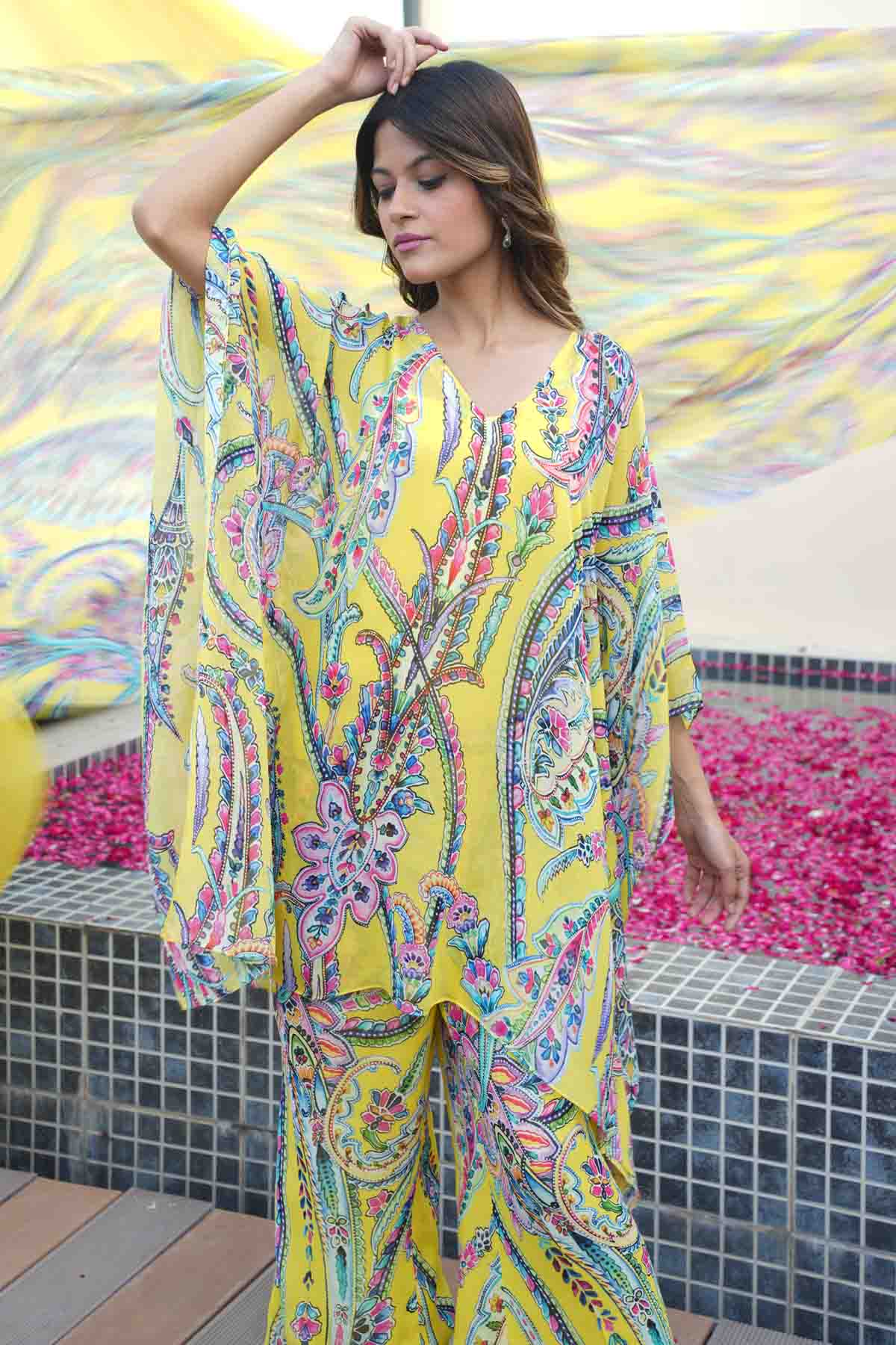 Georgette Printed Kaftan & Pant Set