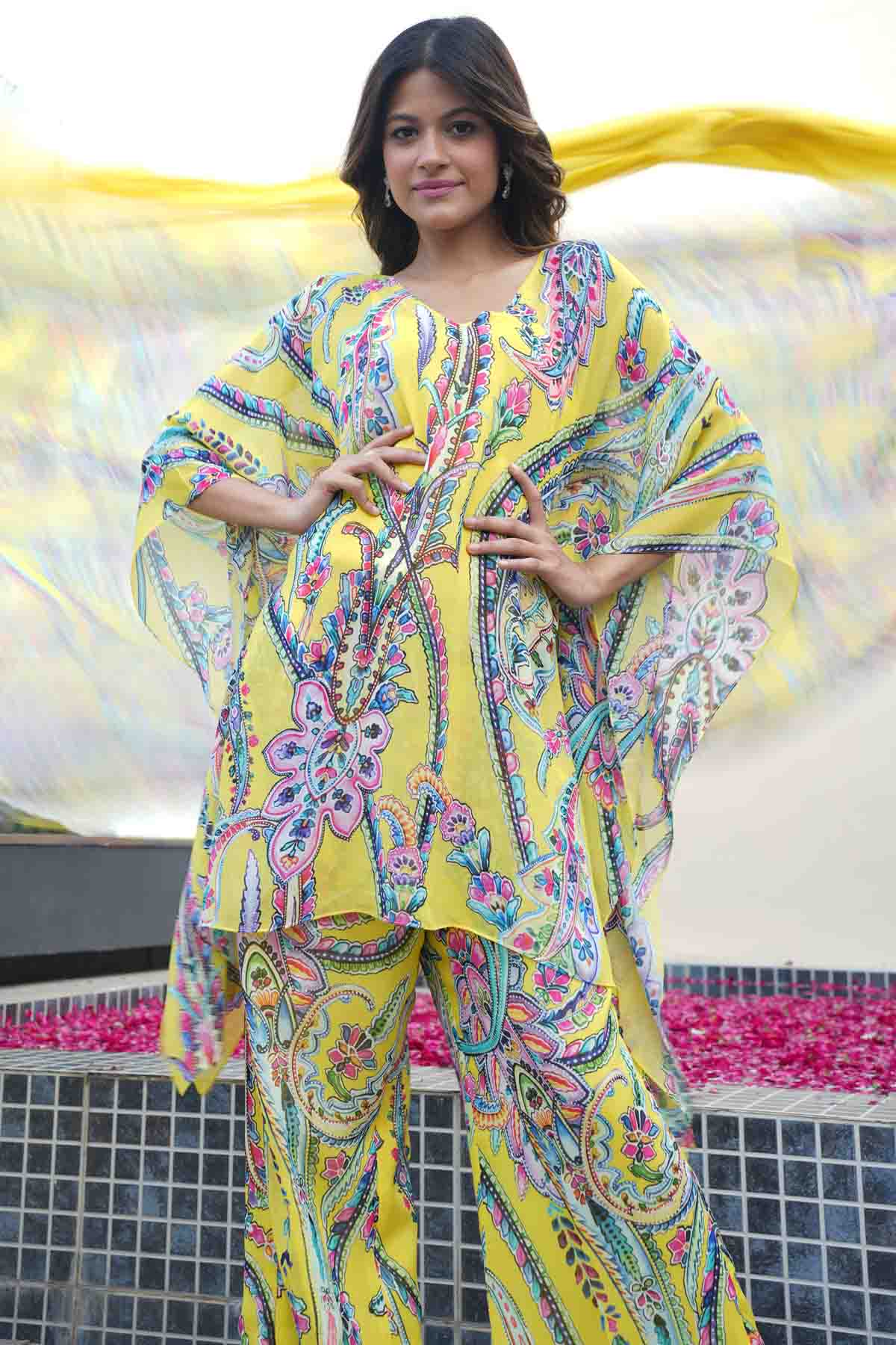 Georgette Printed Kaftan & Pant Set