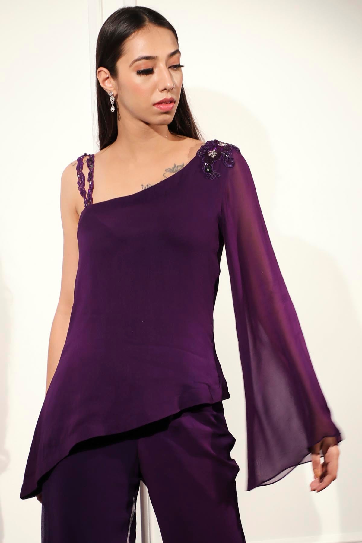 Georgette Purple Co-ord Set