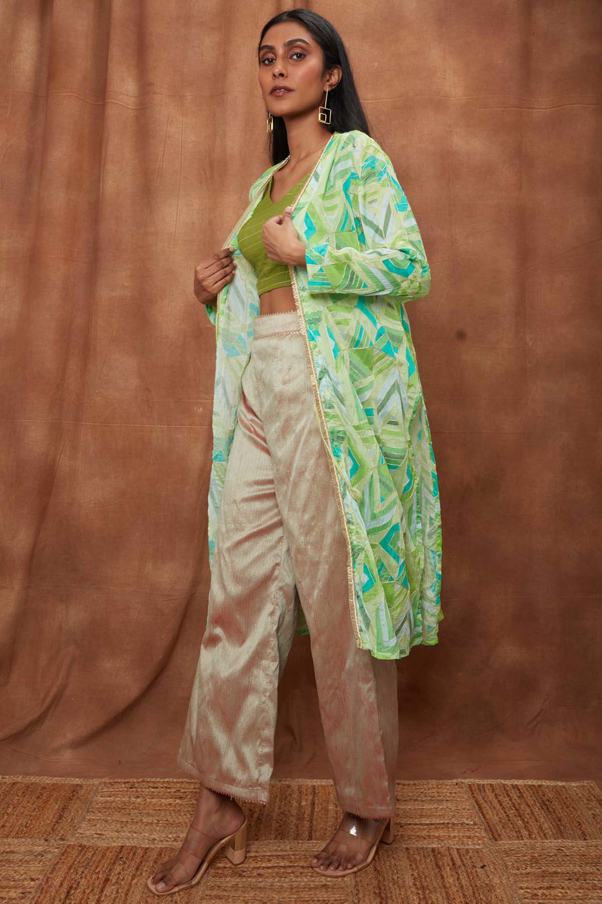 Green Jacket & Bootcut Pant Set