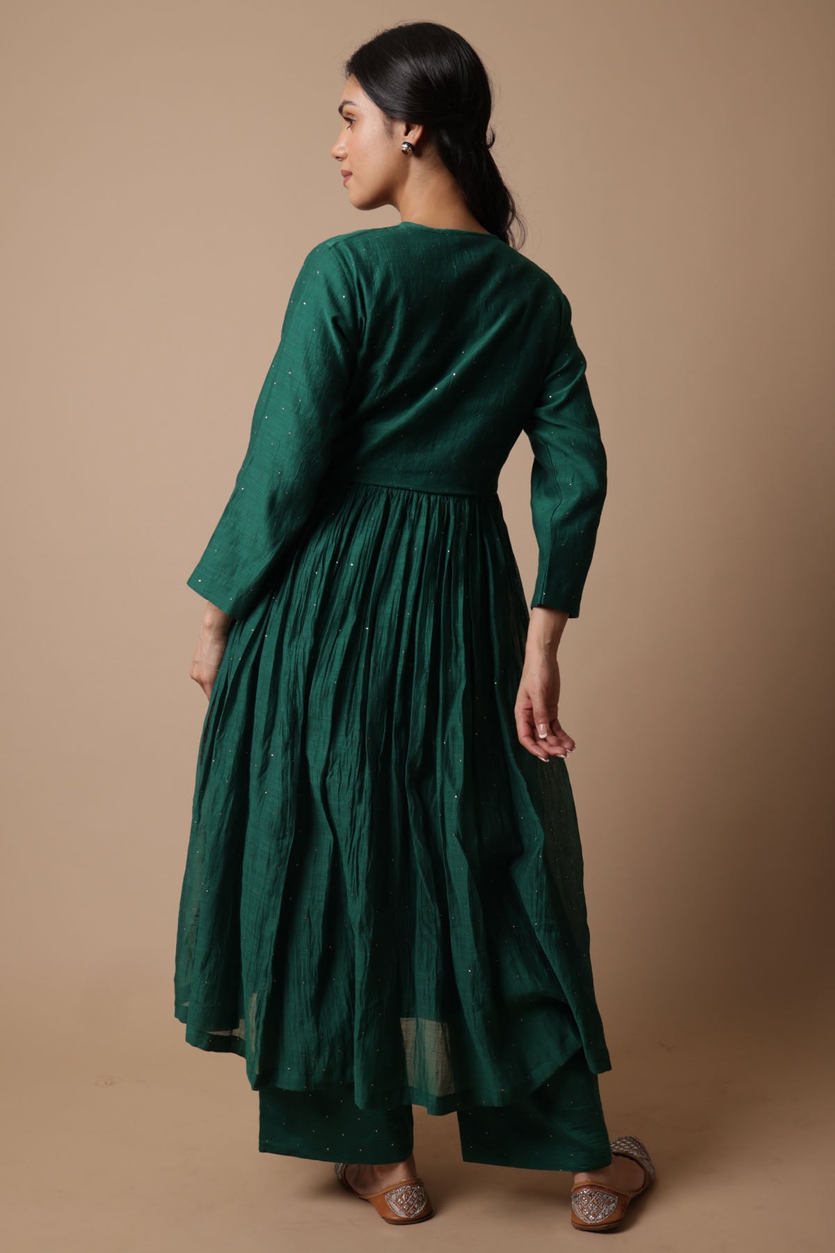 Green Mukaish Chanderi Kurta Set