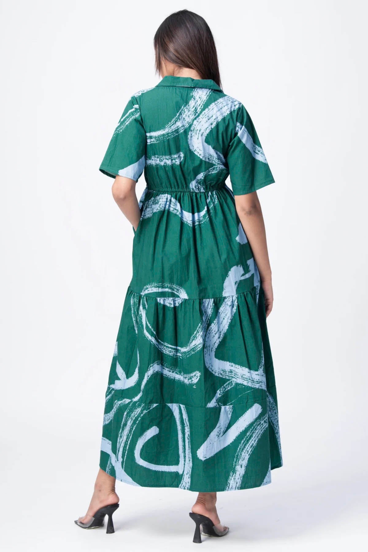 Green Splash Printed Dress