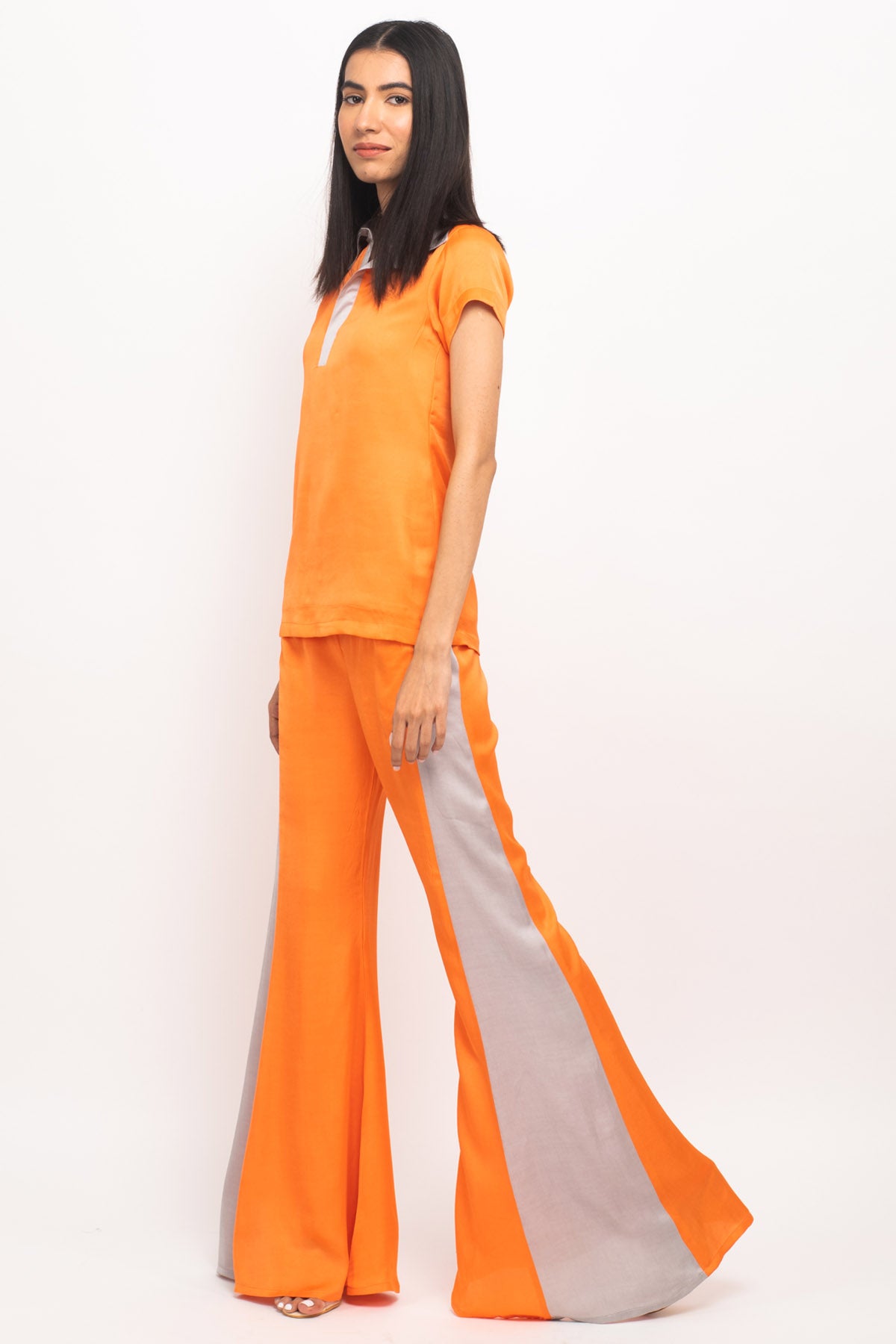 Grey Panelled Color Blocked Co-ord Set