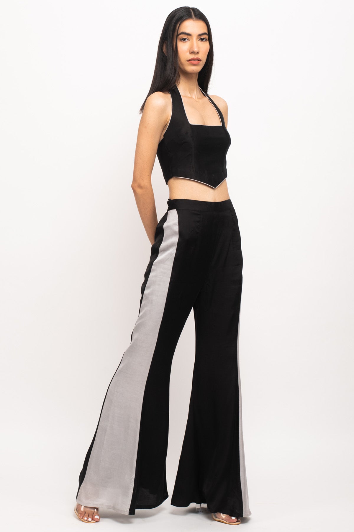 Grey Piping Panelled Co-ord Set