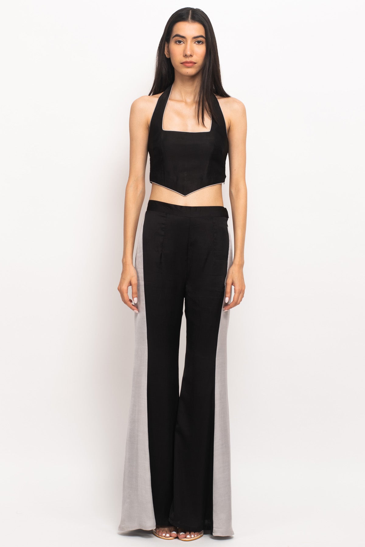 Grey Piping Panelled Co-ord Set