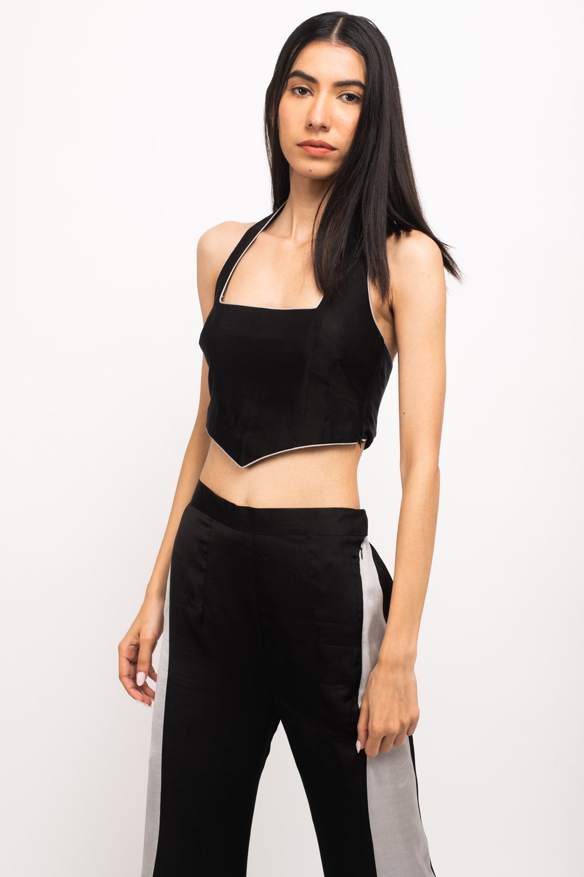 Grey Piping Panelled Co-ord Set