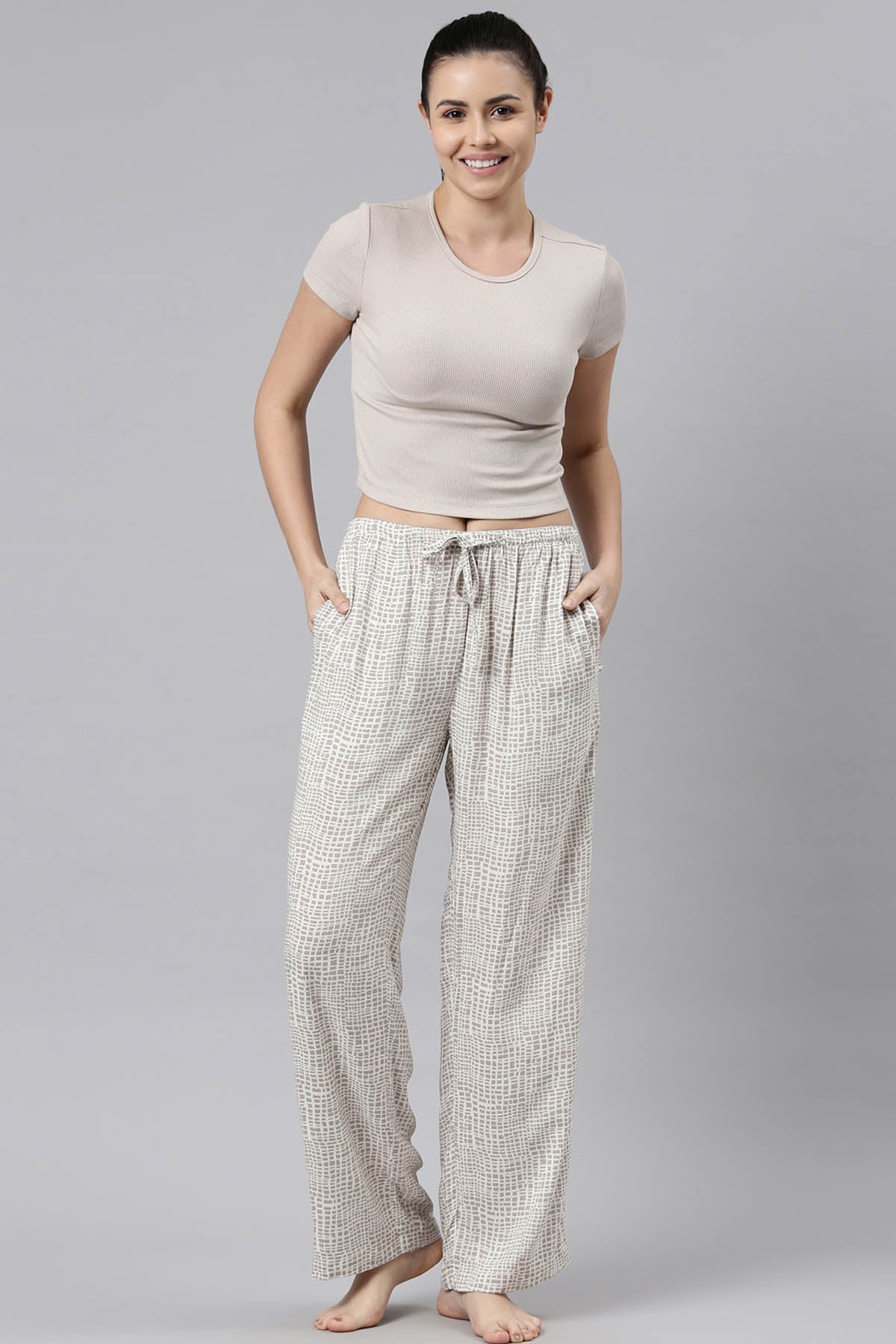 Buy Designer Grey Abstract Pyjama Online