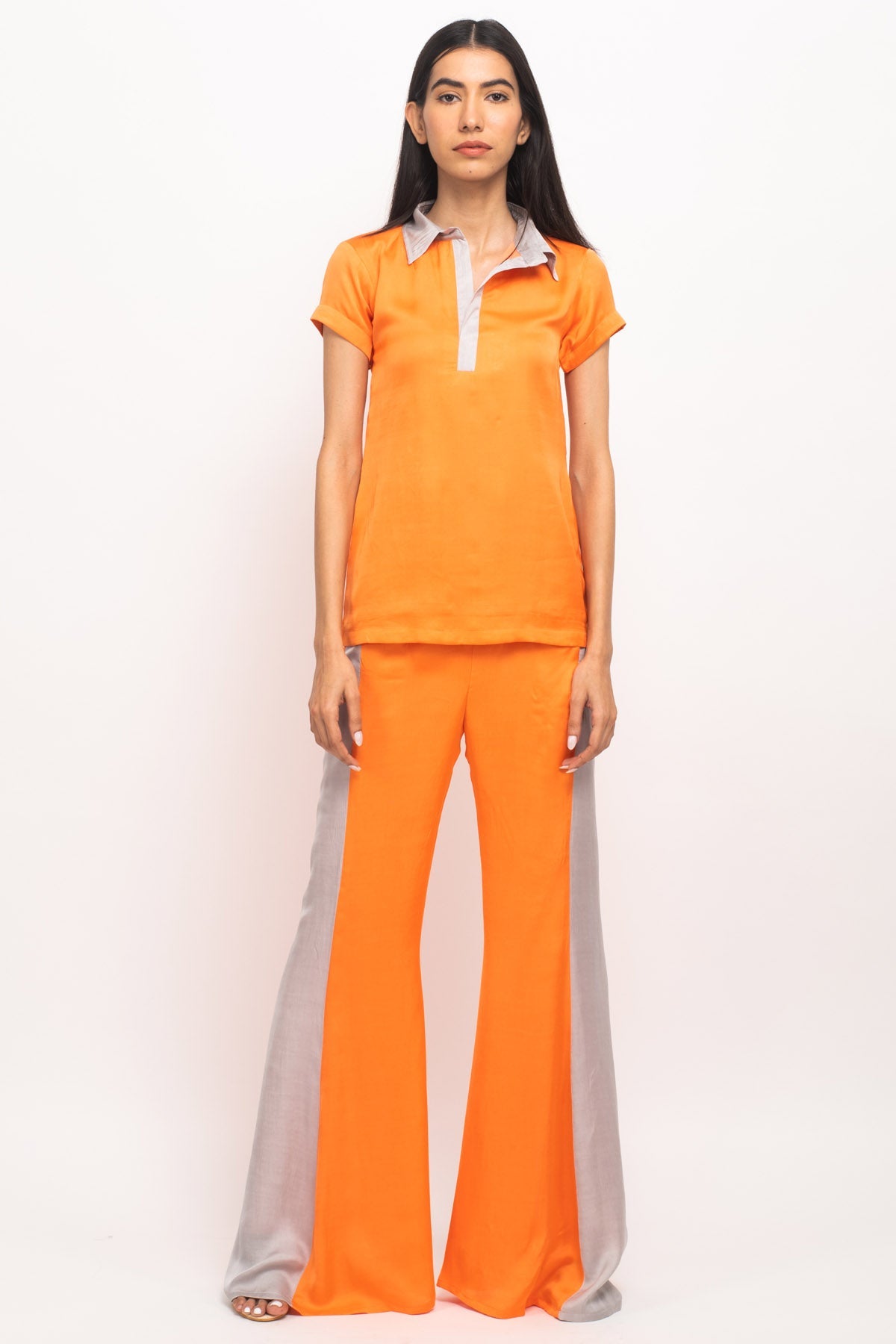 Buy Neora by Nehal ChopraGrey Panelled Color Blocked Co-ord Set for Women Online