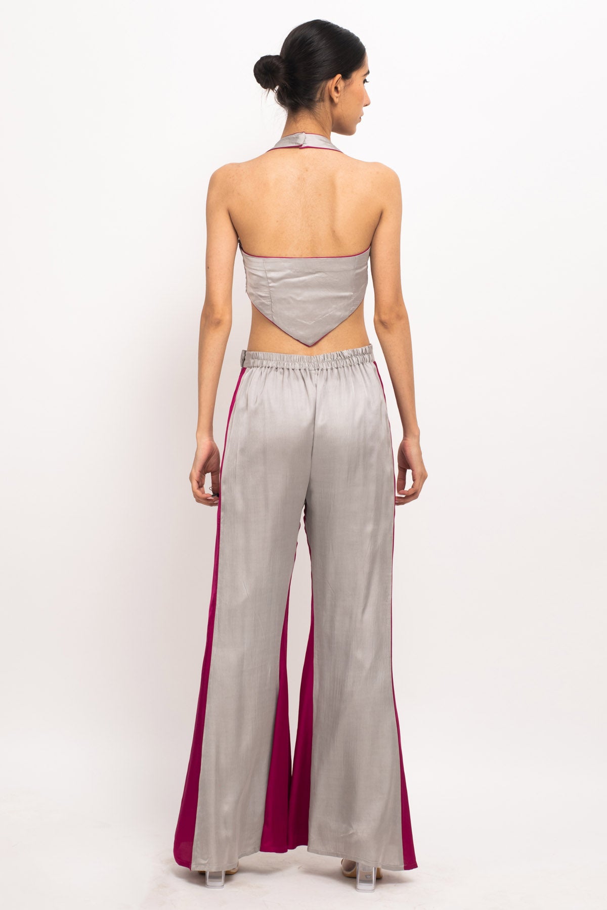 Grey & Wine Color Blocked Co-ord Set